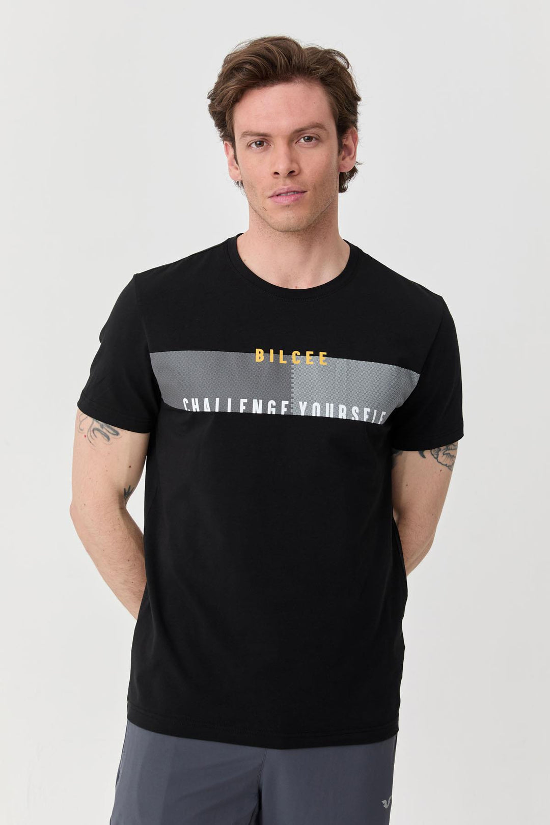 Herren bedrucktes Baumwoll Lycra T-Shirt