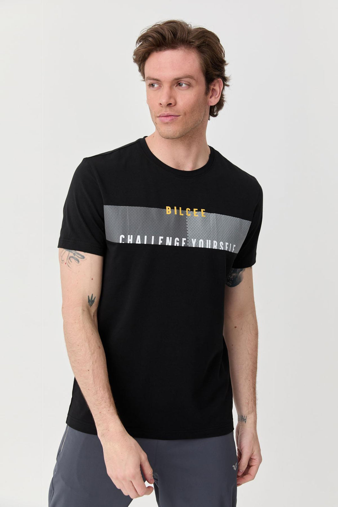 Herren bedrucktes Baumwoll Lycra T-Shirt