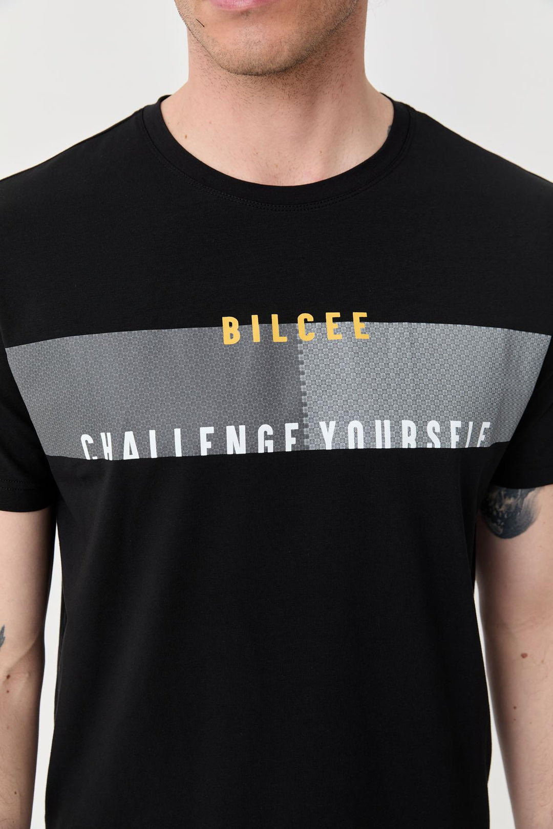 Herren bedrucktes Baumwoll Lycra T-Shirt