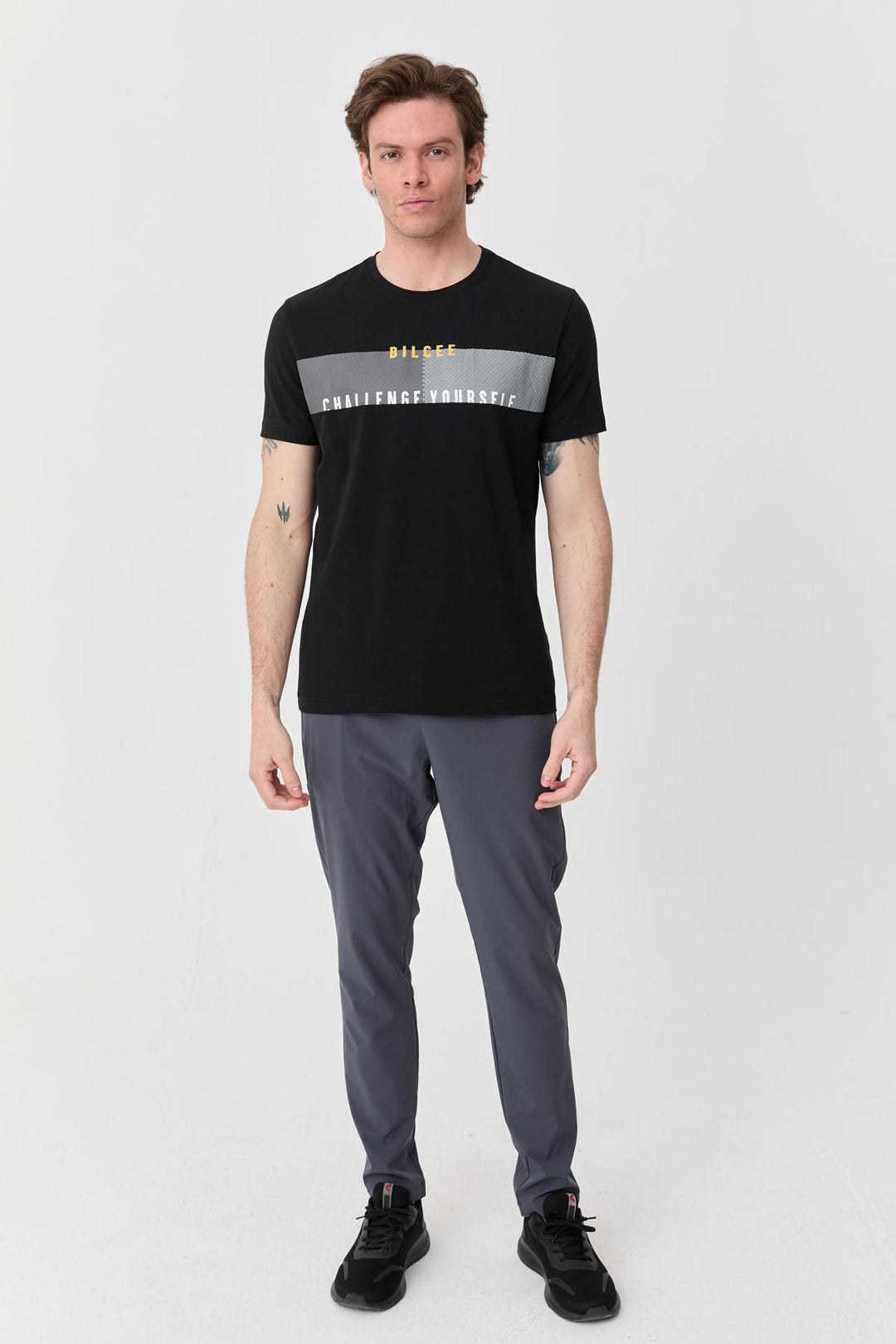 Herren bedrucktes Baumwoll Lycra T-Shirt