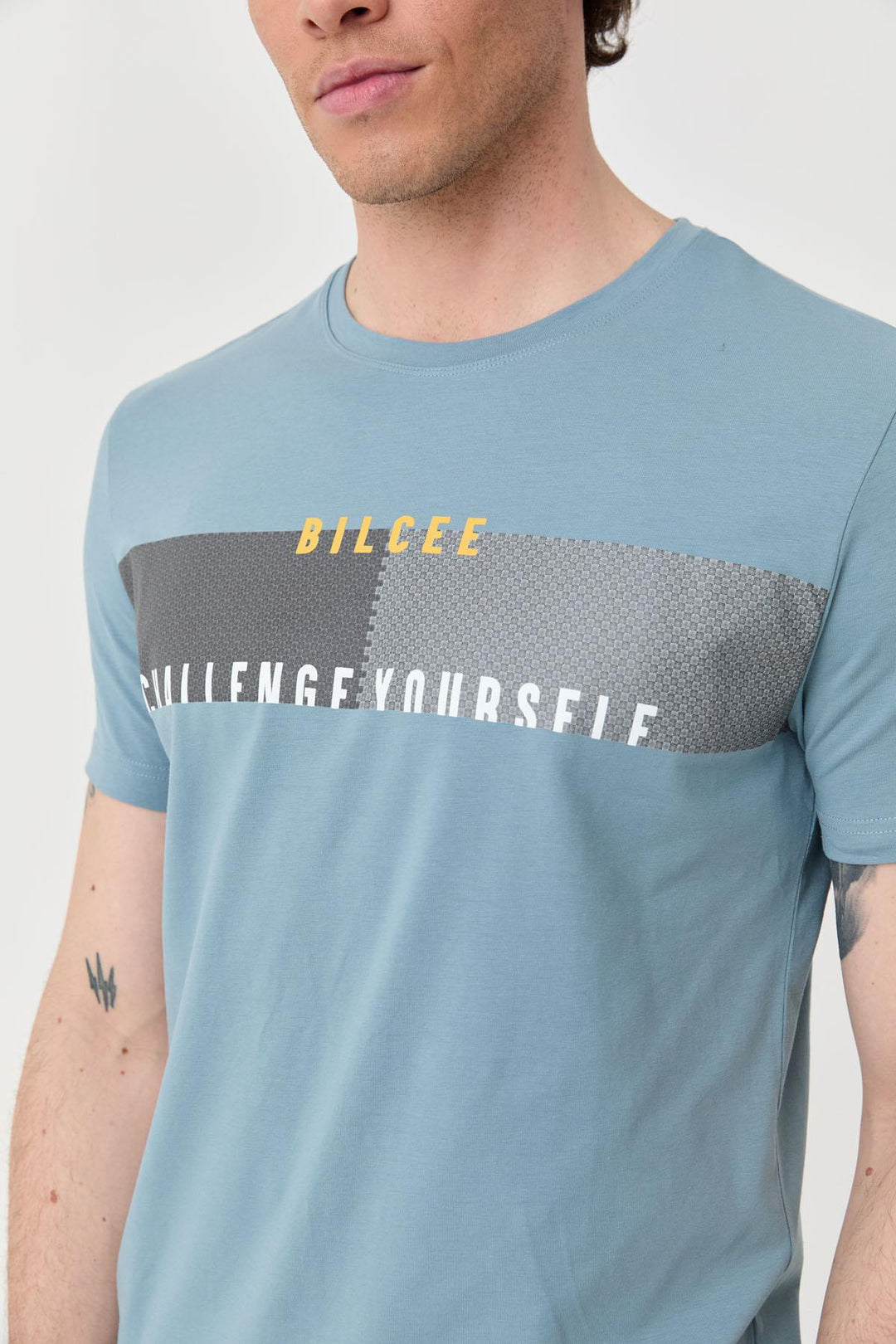 Herren bedrucktes Baumwoll Lycra T-Shirt