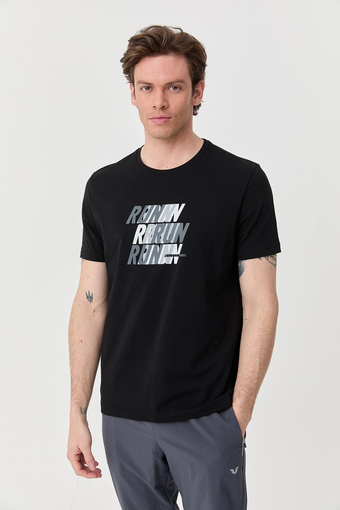 Herren bedrucktes Baumwoll Lycra  T-Shirt