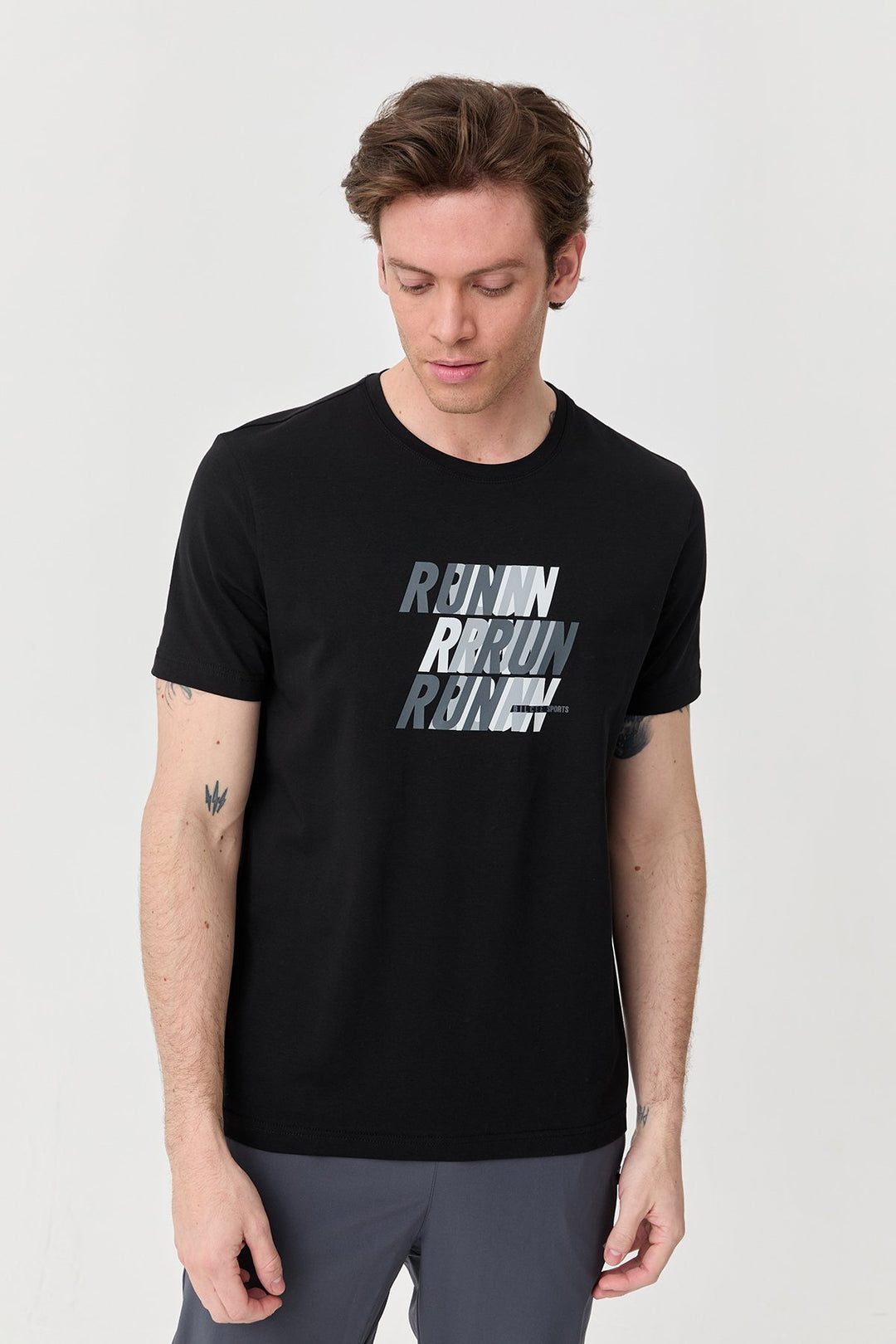 Herren bedrucktes Baumwoll Lycra  T-Shirt