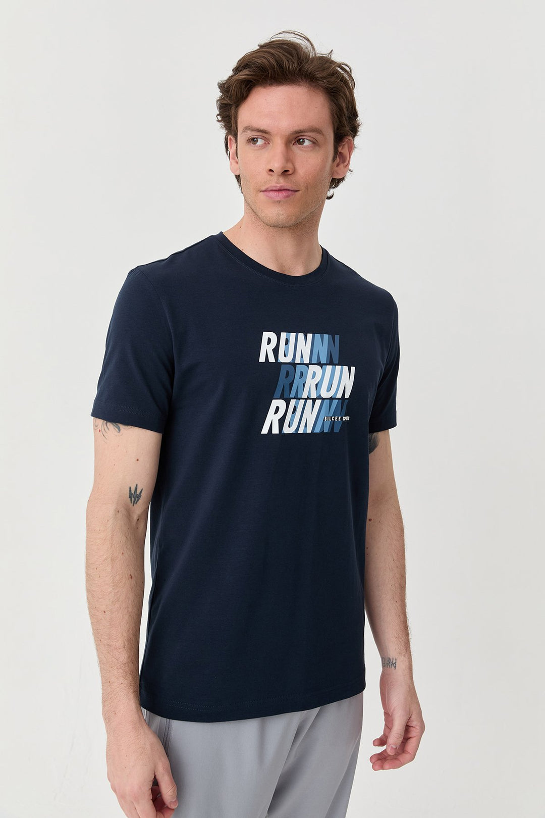 Herren bedrucktes Baumwoll Lycra  T-Shirt