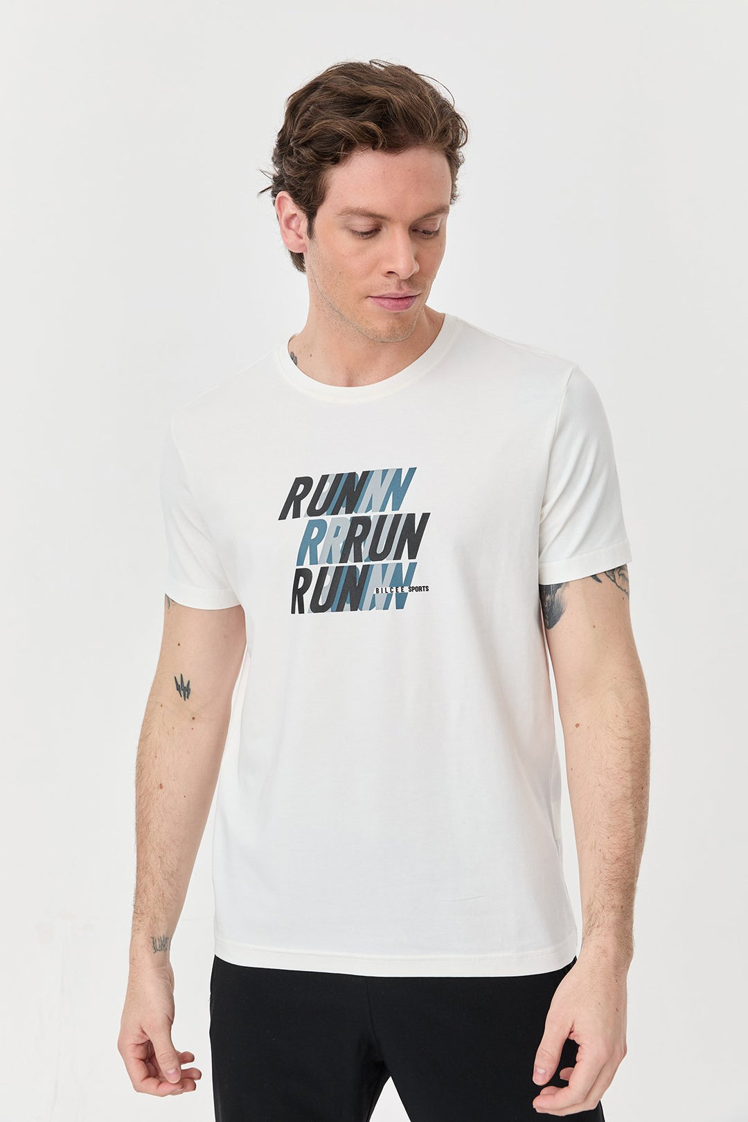 Herren bedrucktes Baumwoll Lycra  T-Shirt