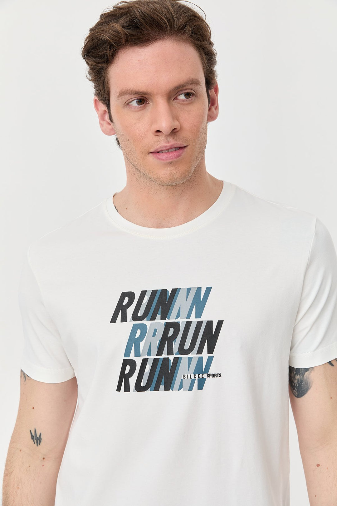 Herren bedrucktes Baumwoll Lycra  T-Shirt