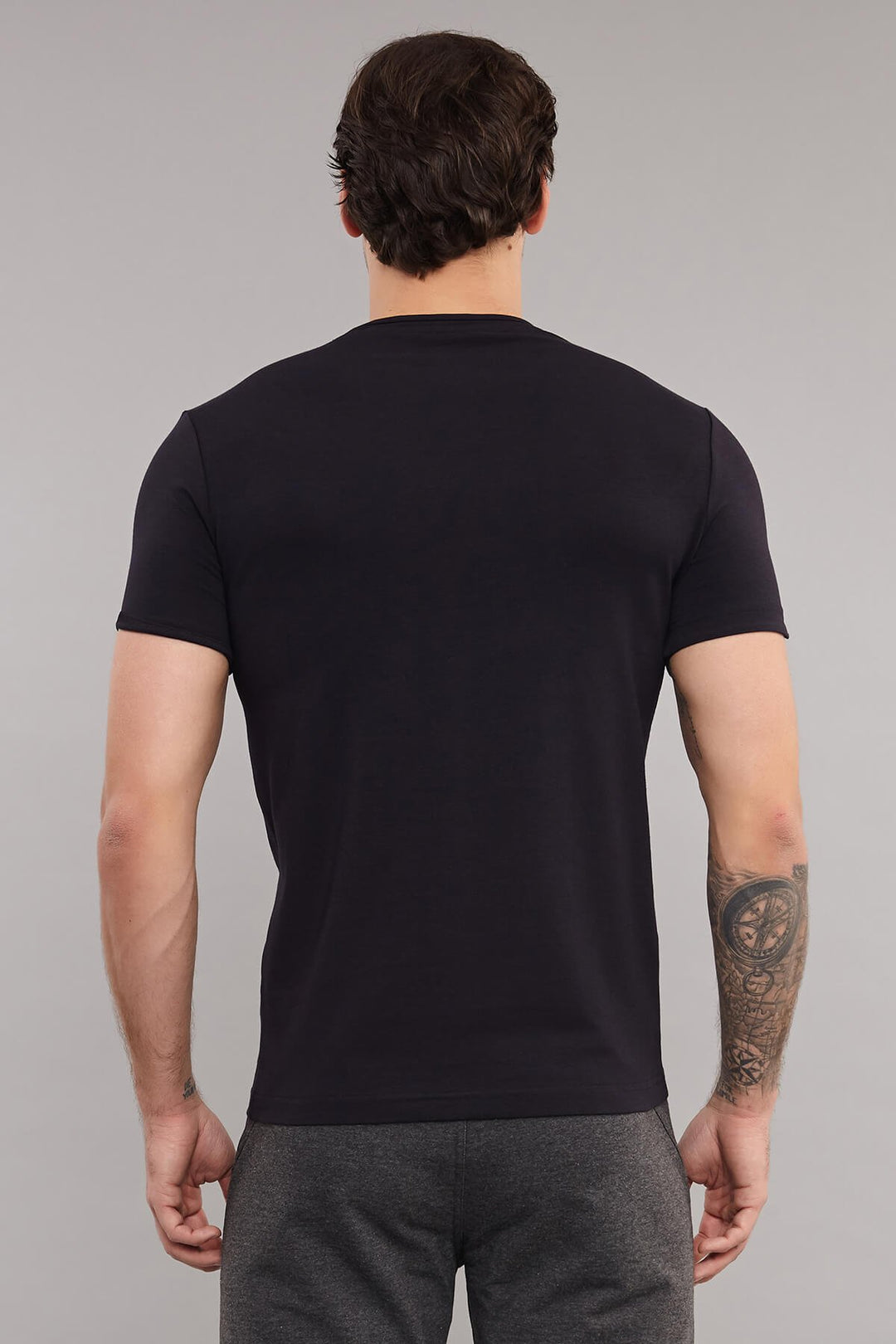 Herren Gestricktes Baumwoll-Rundhals Sport T-Shirt