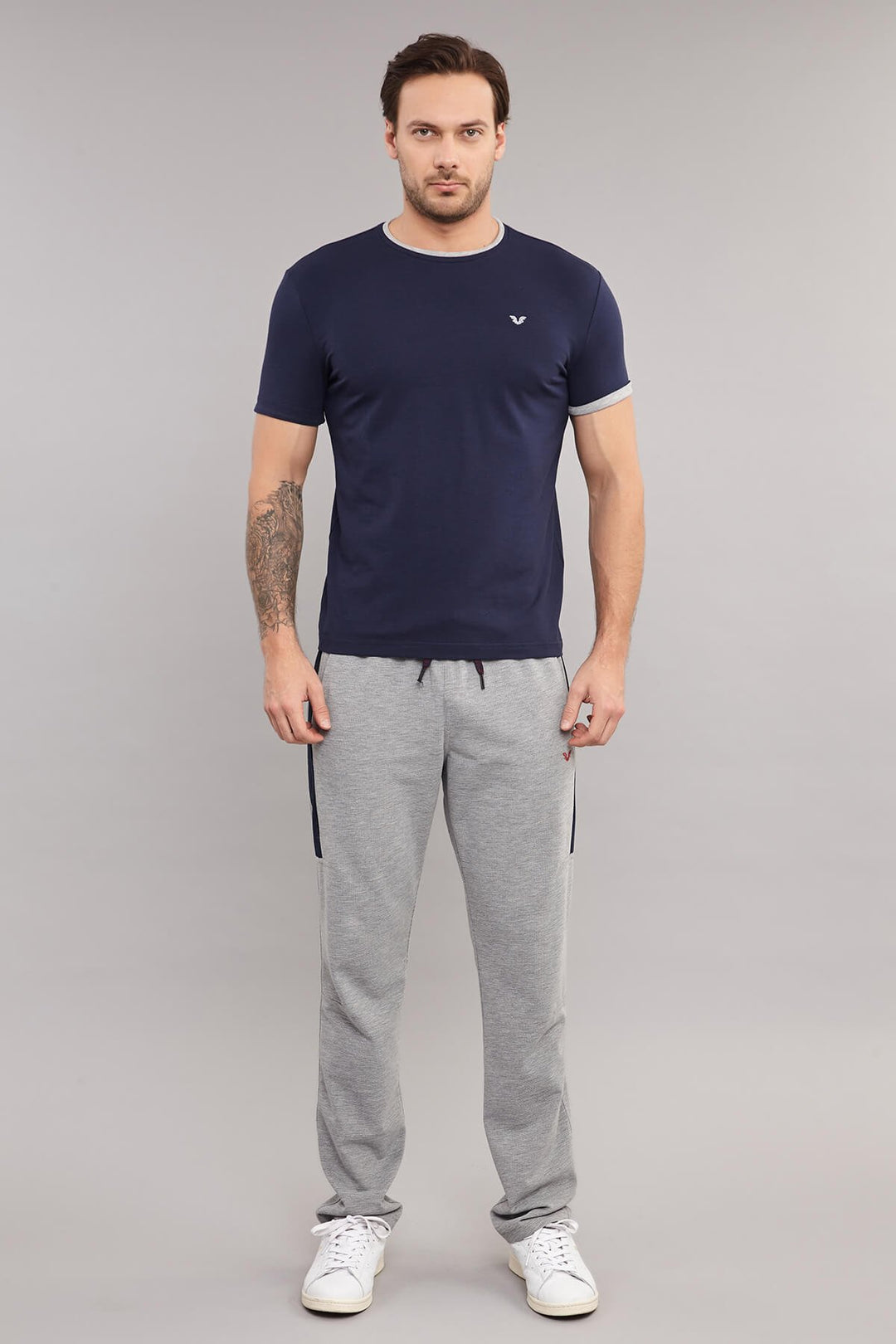 Herren Gestricktes Baumwoll-Rundhals Sport T-Shirt