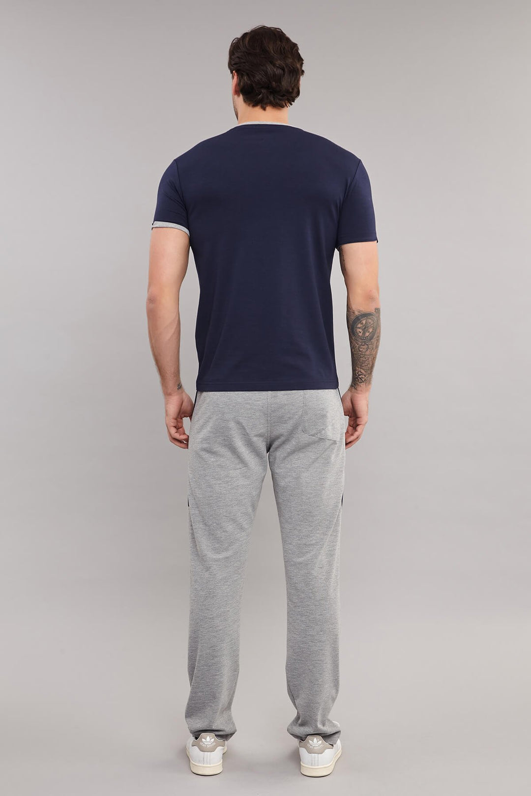 Herren Gestricktes Baumwoll-Rundhals Sport T-Shirt