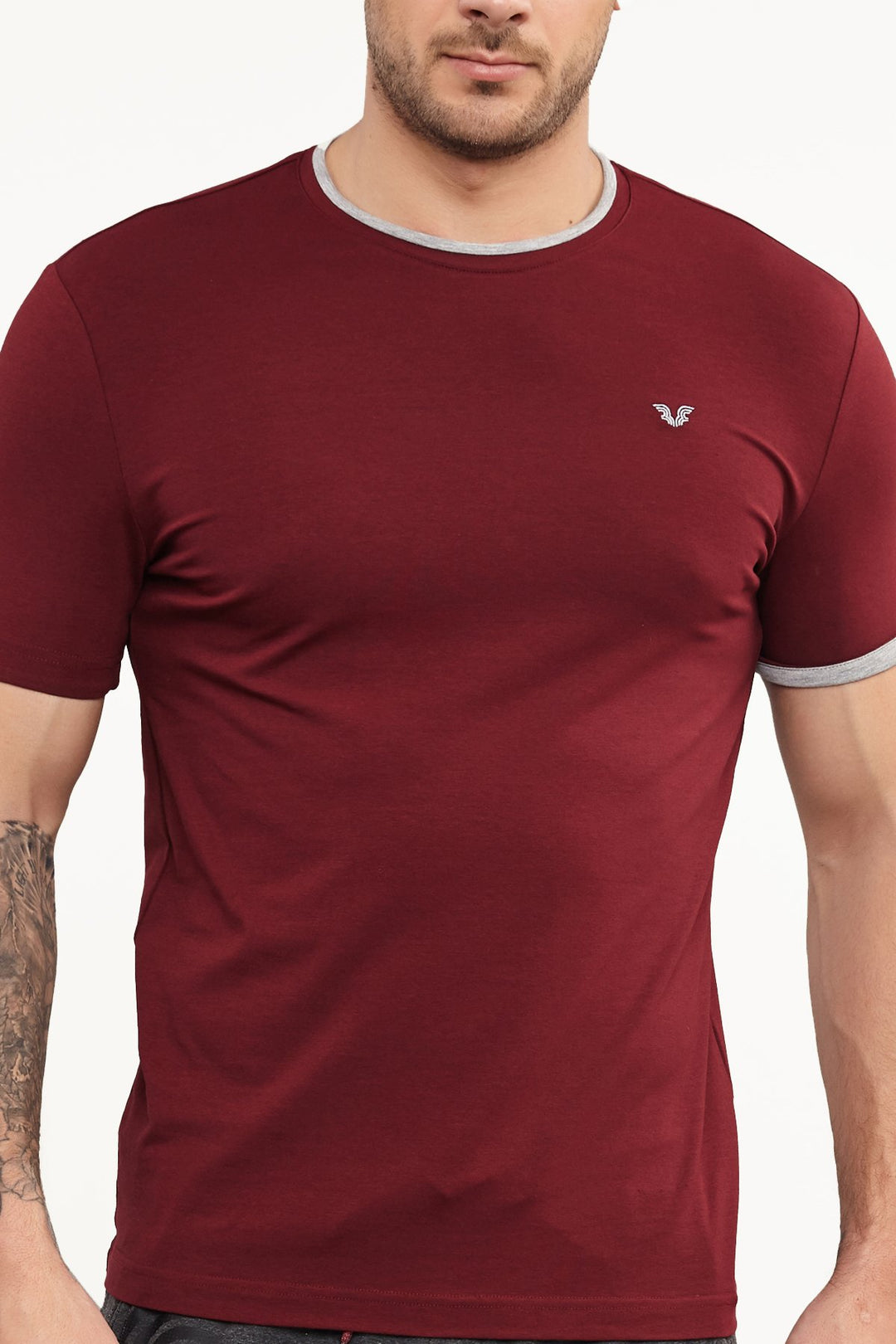 Herren Gestricktes Baumwoll-Rundhals Sport T-Shirt