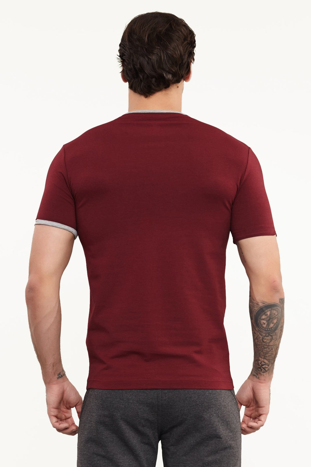 Herren Gestricktes Baumwoll-Rundhals Sport T-Shirt