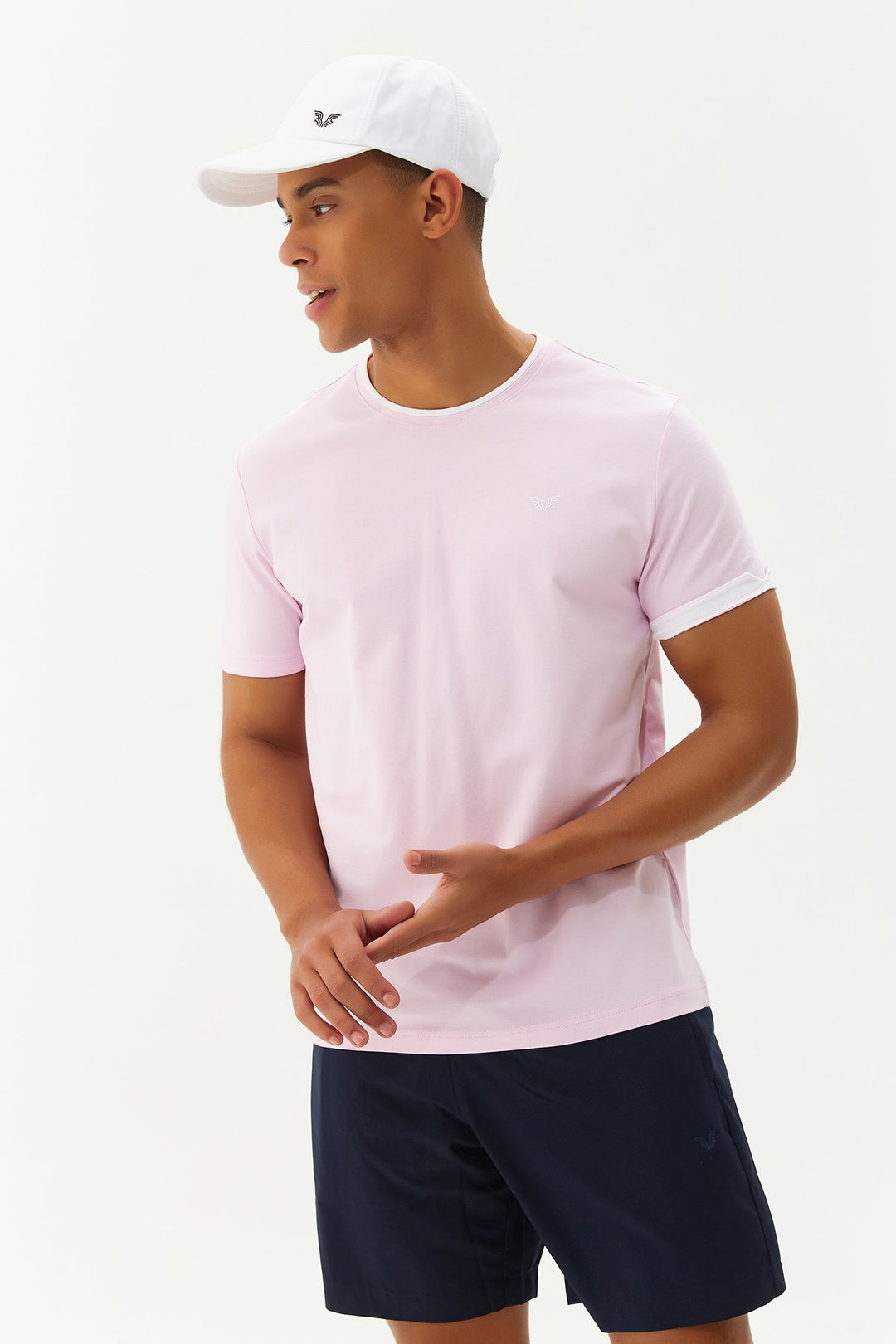 Herren Gestricktes Baumwoll-Rundhals Sport T-Shirt