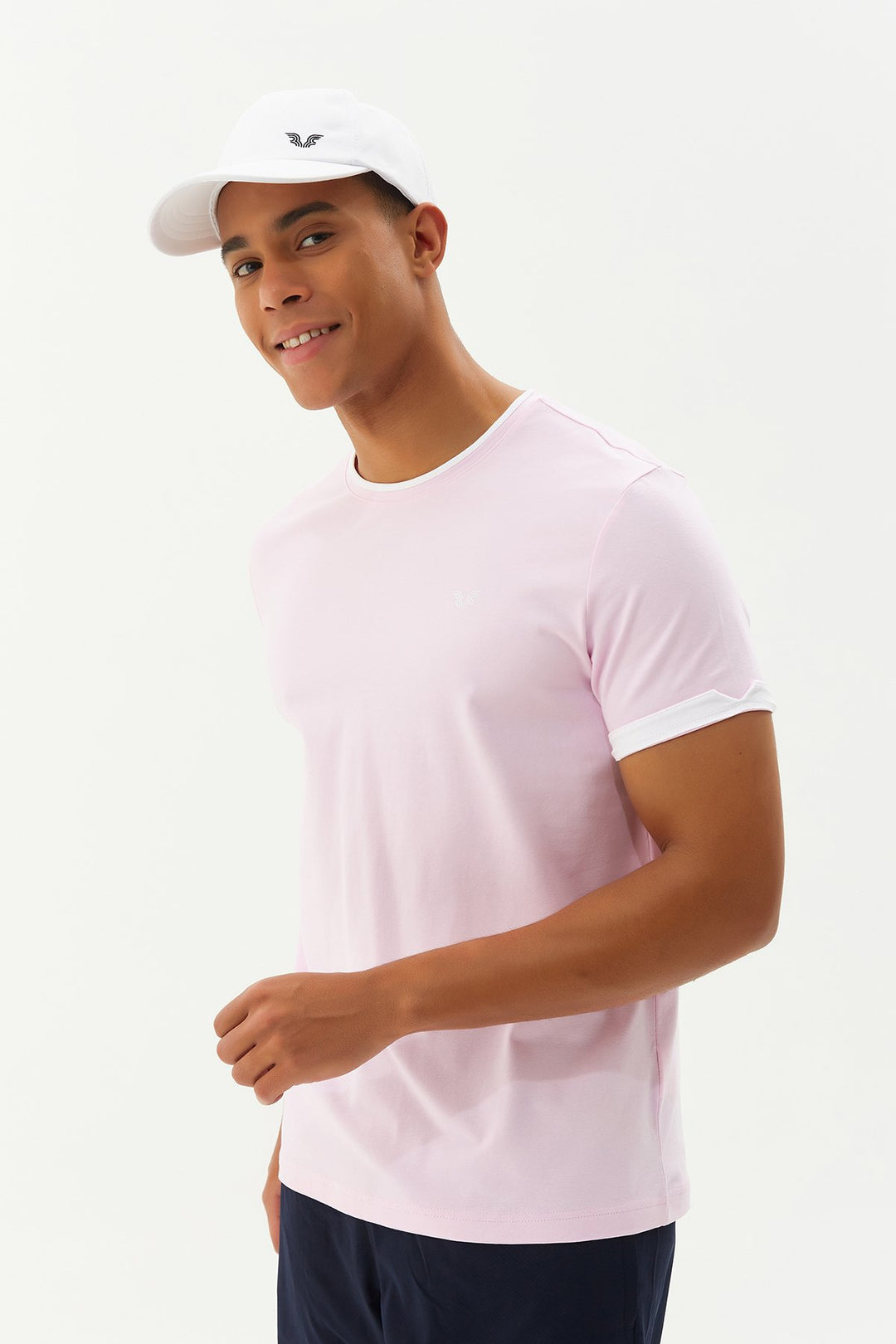 Herren Gestricktes Baumwoll-Rundhals Sport T-Shirt