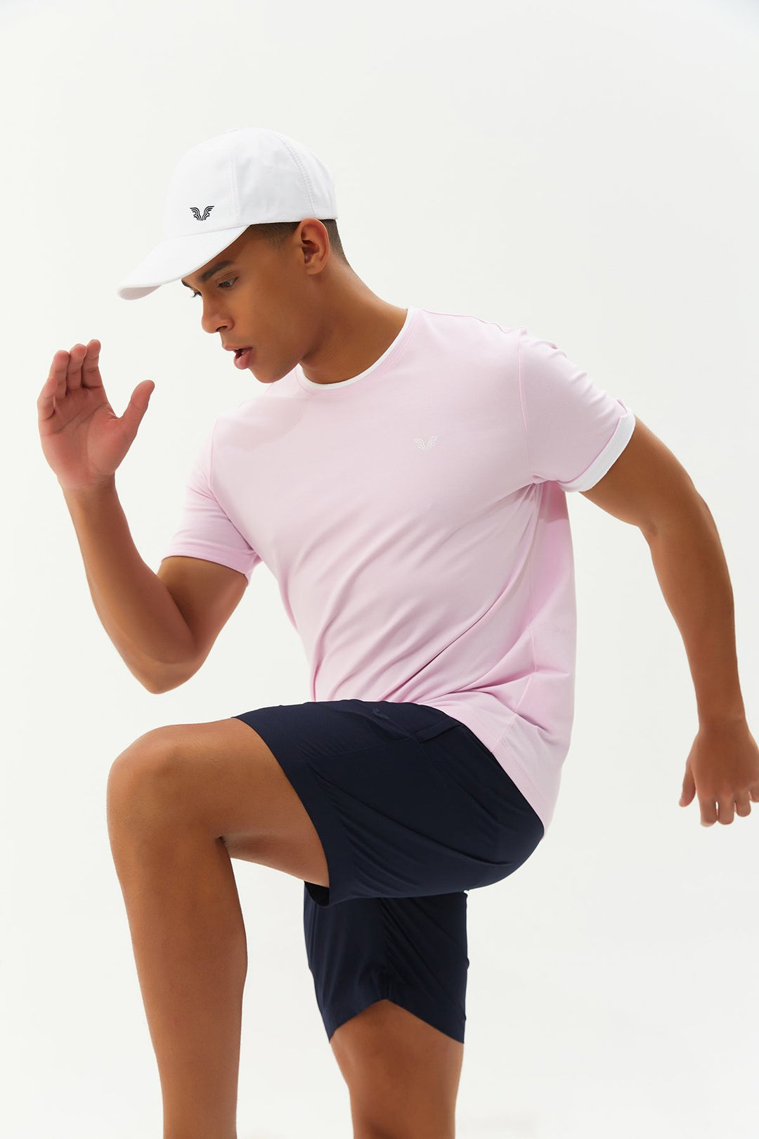 Herren Gestricktes Baumwoll-Rundhals Sport T-Shirt