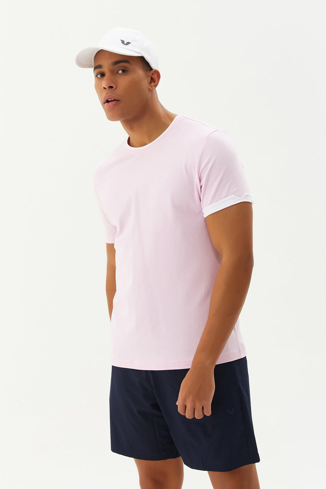 Herren Gestricktes Baumwoll-Rundhals Sport T-Shirt