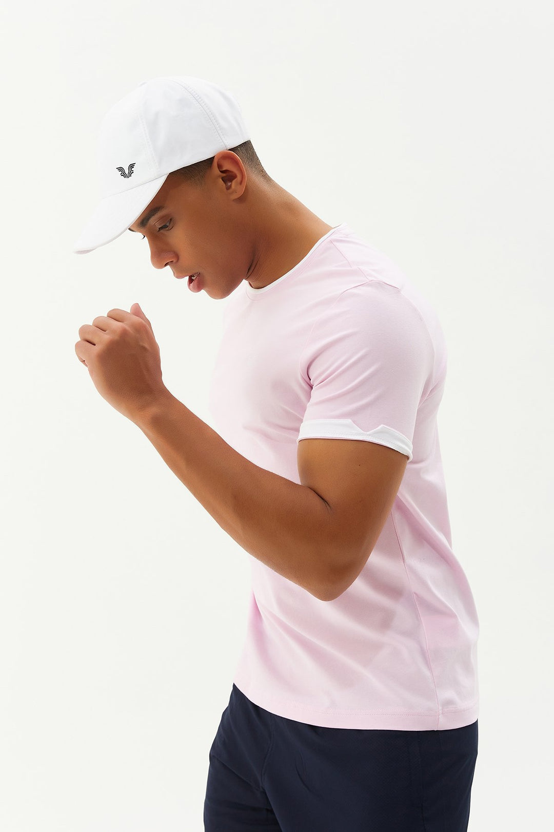 Herren Gestricktes Baumwoll-Rundhals Sport T-Shirt