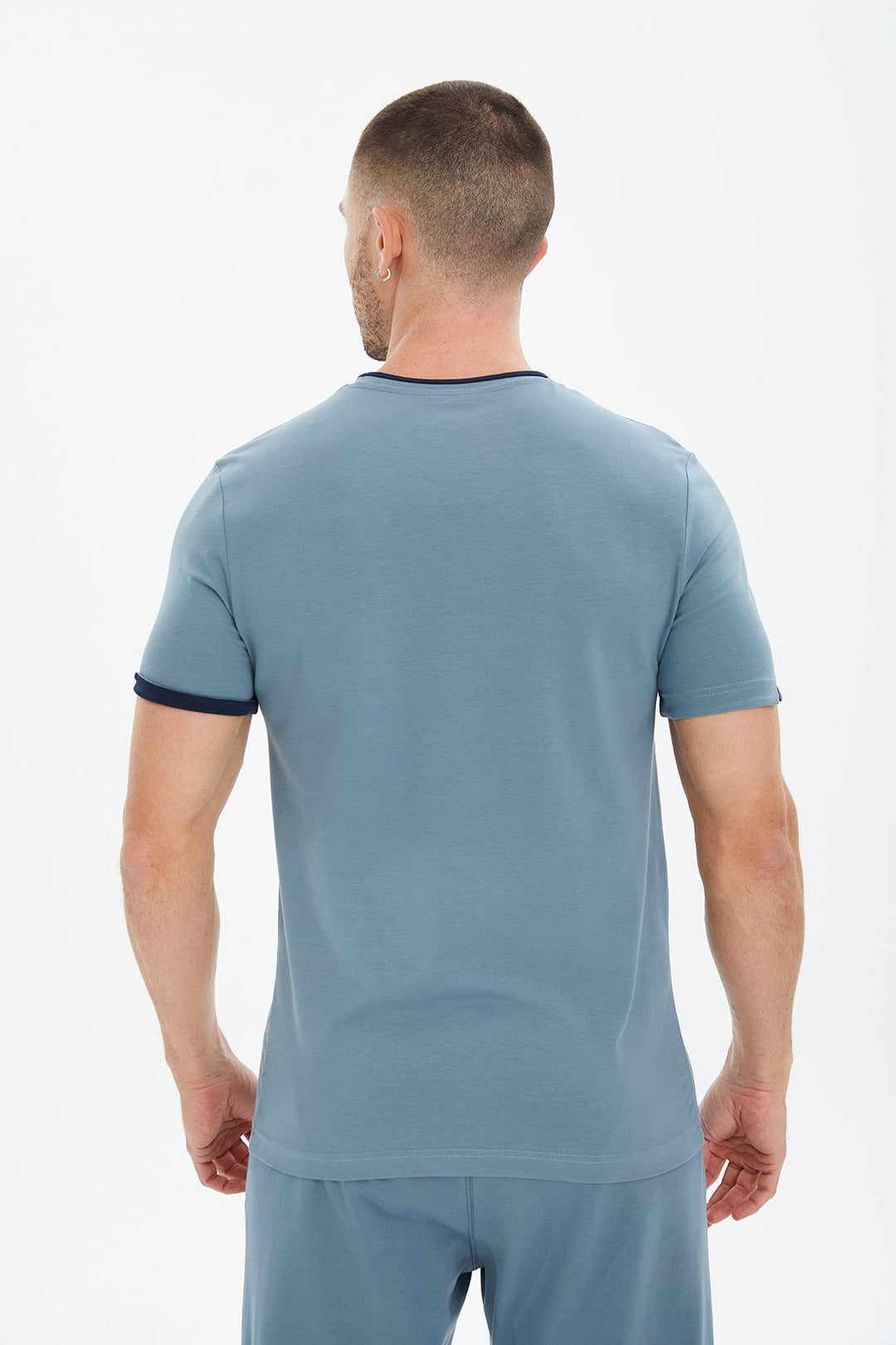 Herren Gestricktes Baumwoll-Rundhals Sport T-Shirt