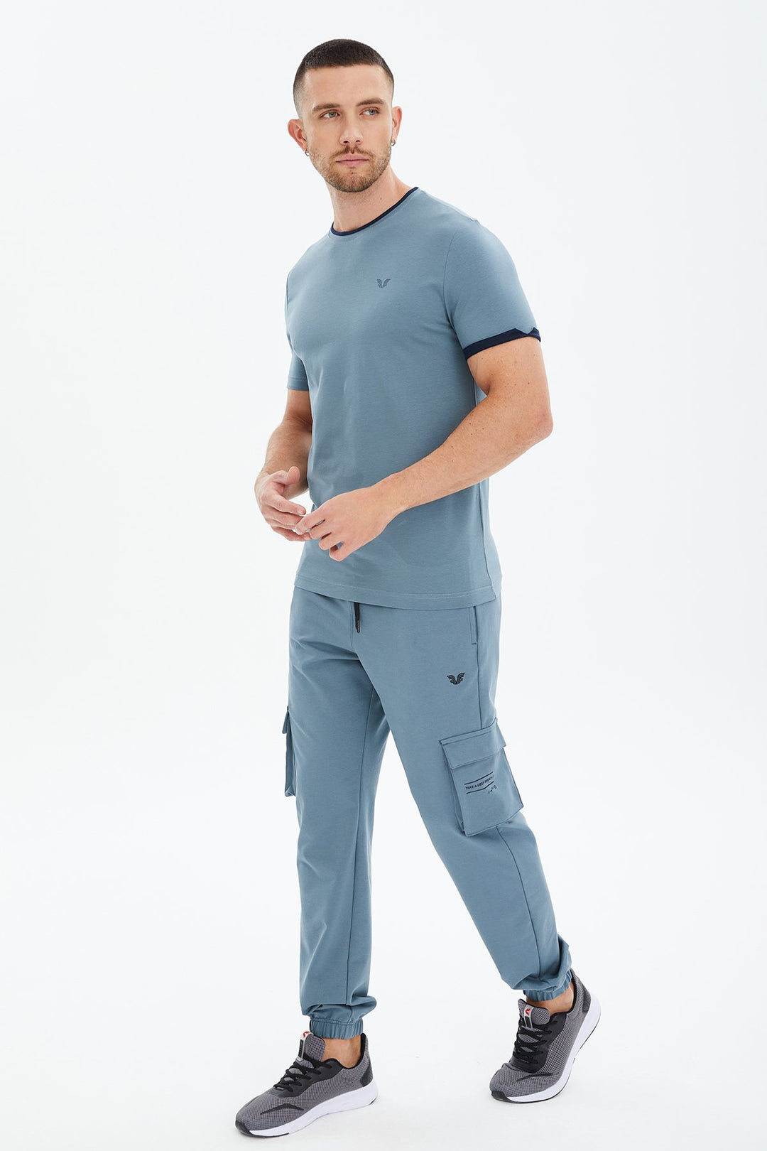 Herren Gestricktes Baumwoll-Rundhals Sport T-Shirt