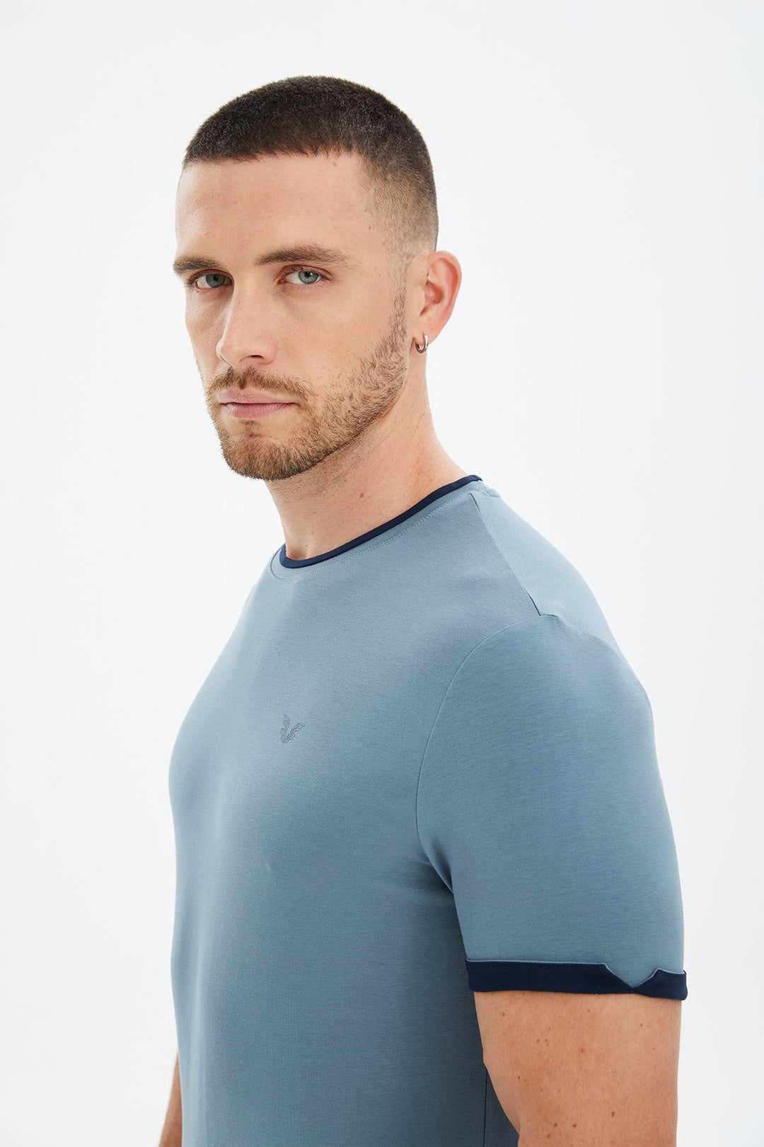 Herren Gestricktes Baumwoll-Rundhals Sport T-Shirt