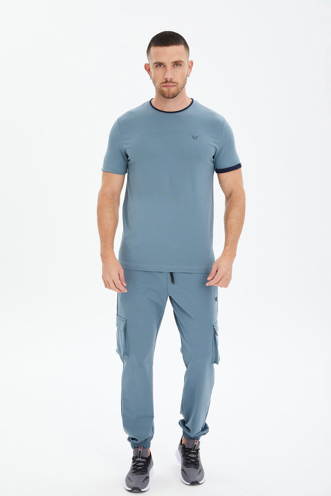 Herren Gestricktes Baumwoll-Rundhals Sport T-Shirt