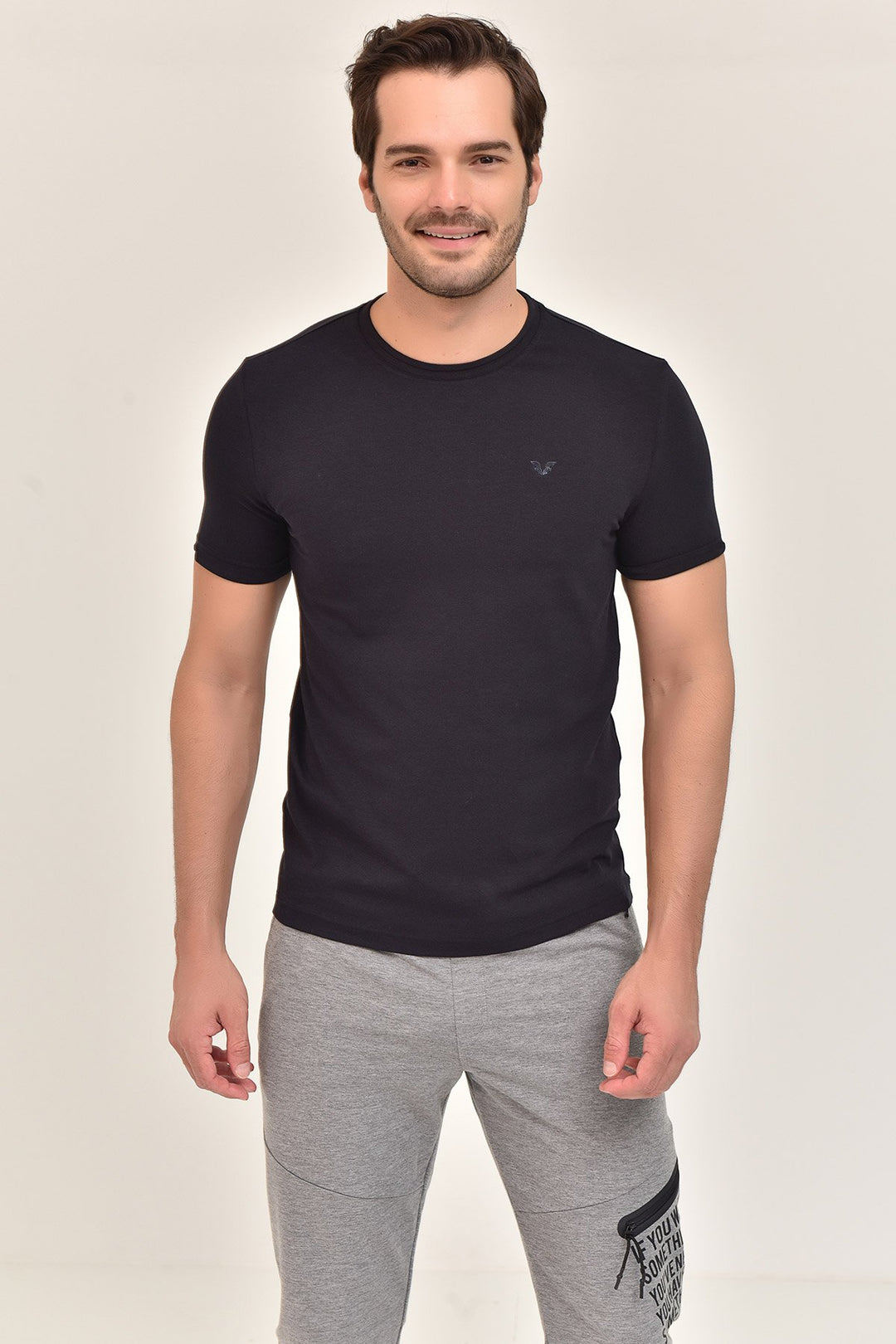 Herren Gestricktes Baumwoll-Rundhals Sport T-Shirt