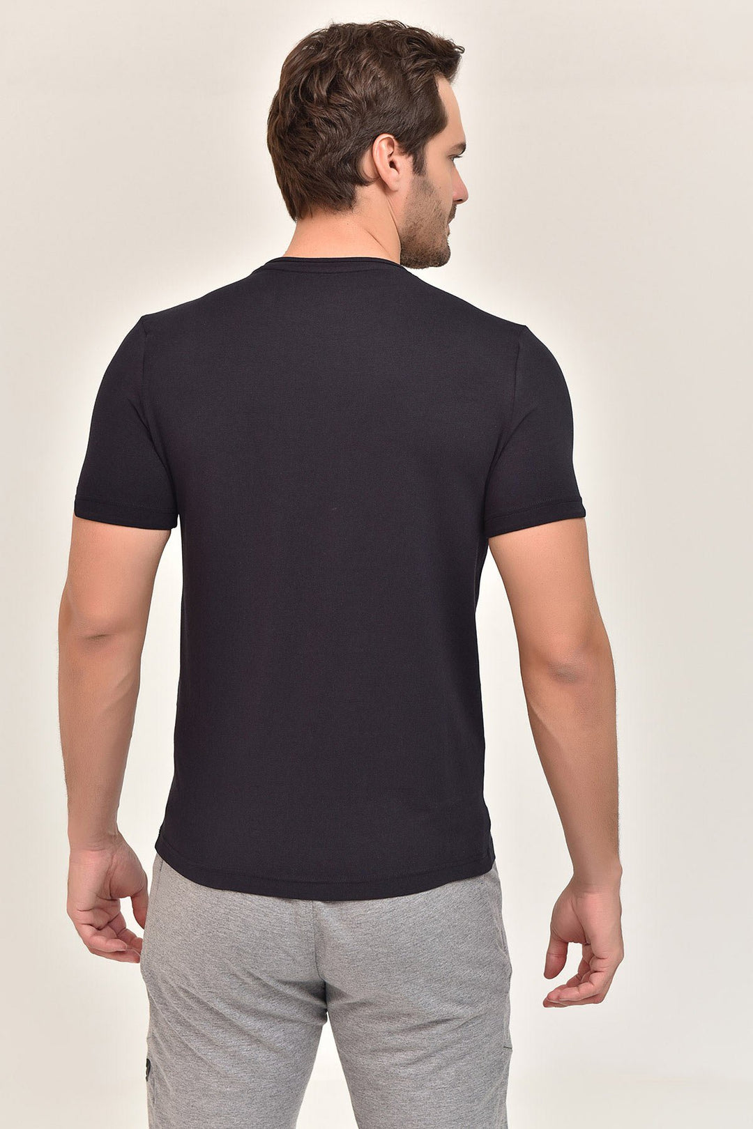 Herren Gestricktes Baumwoll-Rundhals Sport T-Shirt