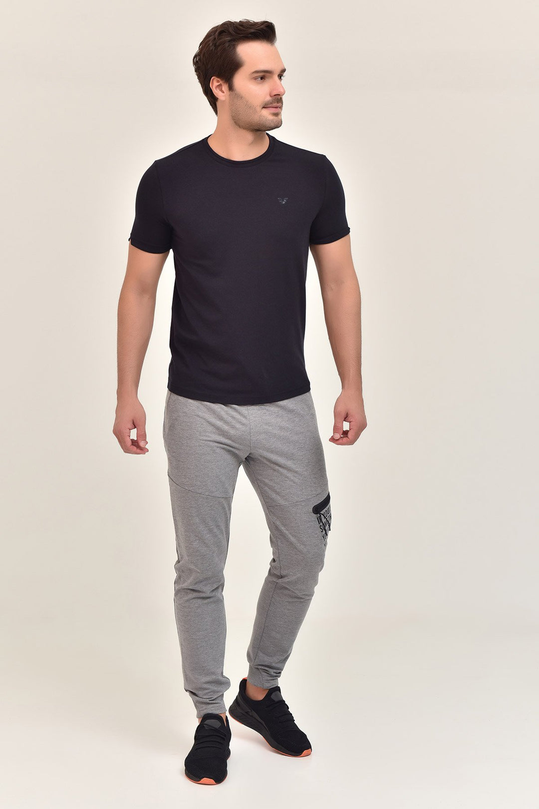 Herren Gestricktes Baumwoll-Rundhals Sport T-Shirt