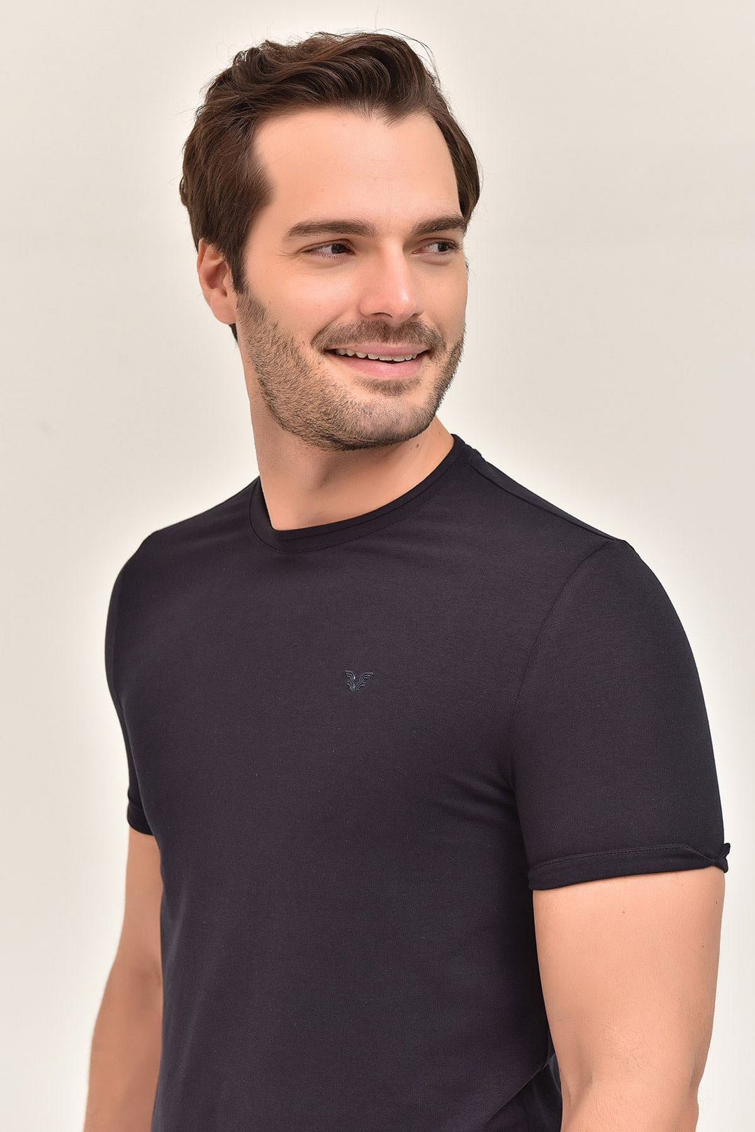 Herren Gestricktes Baumwoll-Rundhals Sport T-Shirt