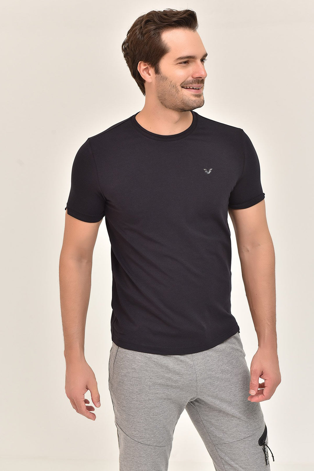 Herren Gestricktes Baumwoll-Rundhals Sport T-Shirt