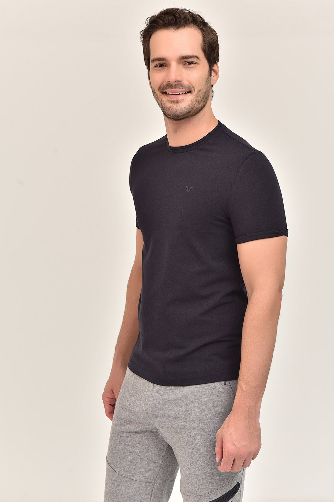 Herren Gestricktes Baumwoll-Rundhals Sport T-Shirt