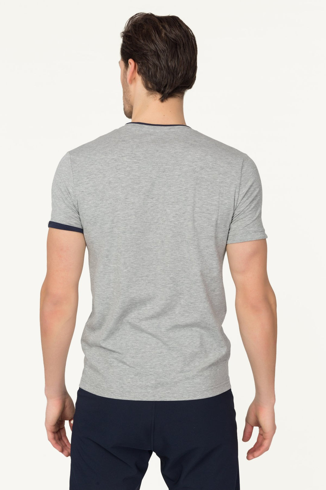 Herren Gestricktes Baumwoll-Rundhals Sport T-Shirt