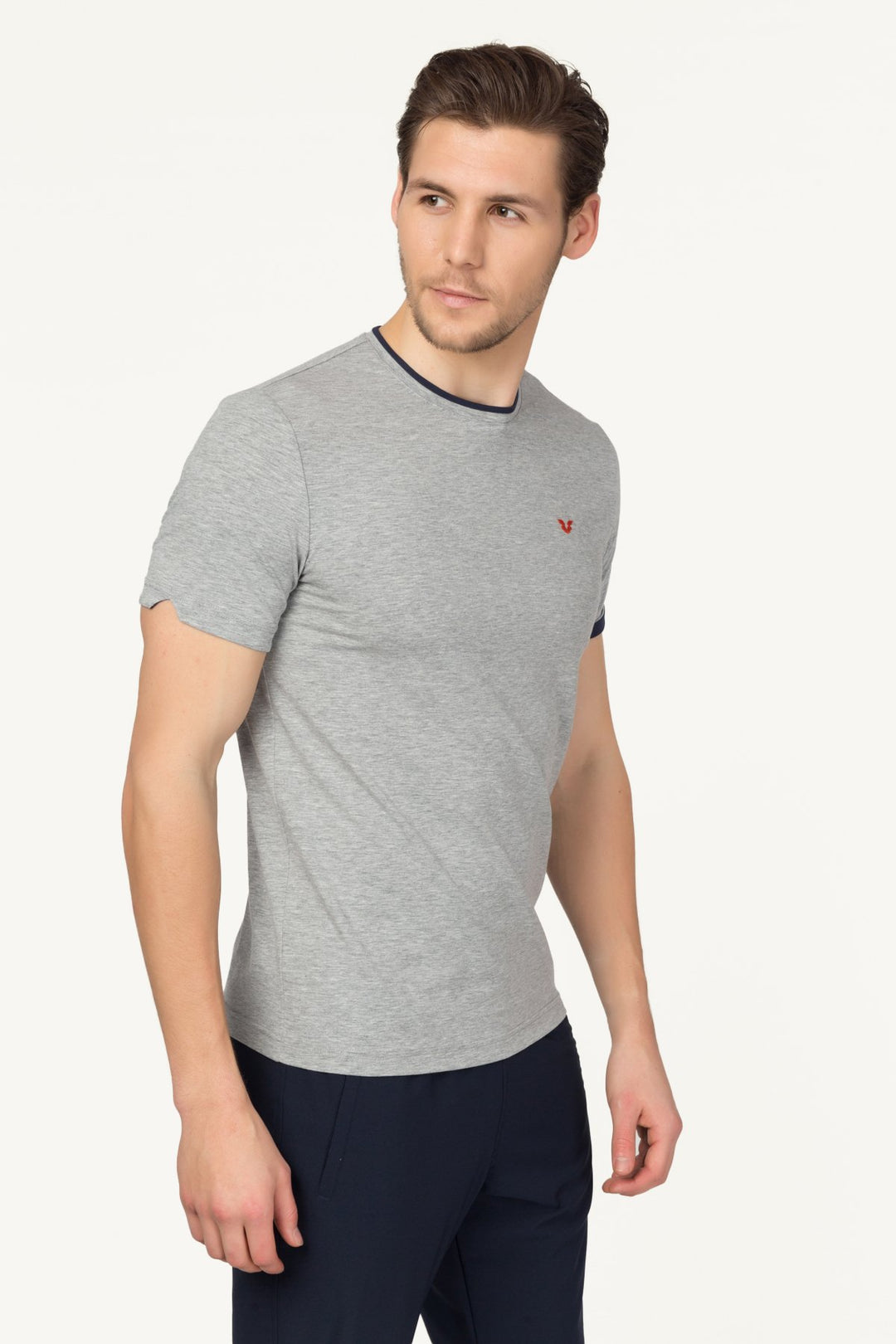 Herren Gestricktes Baumwoll-Rundhals Sport T-Shirt