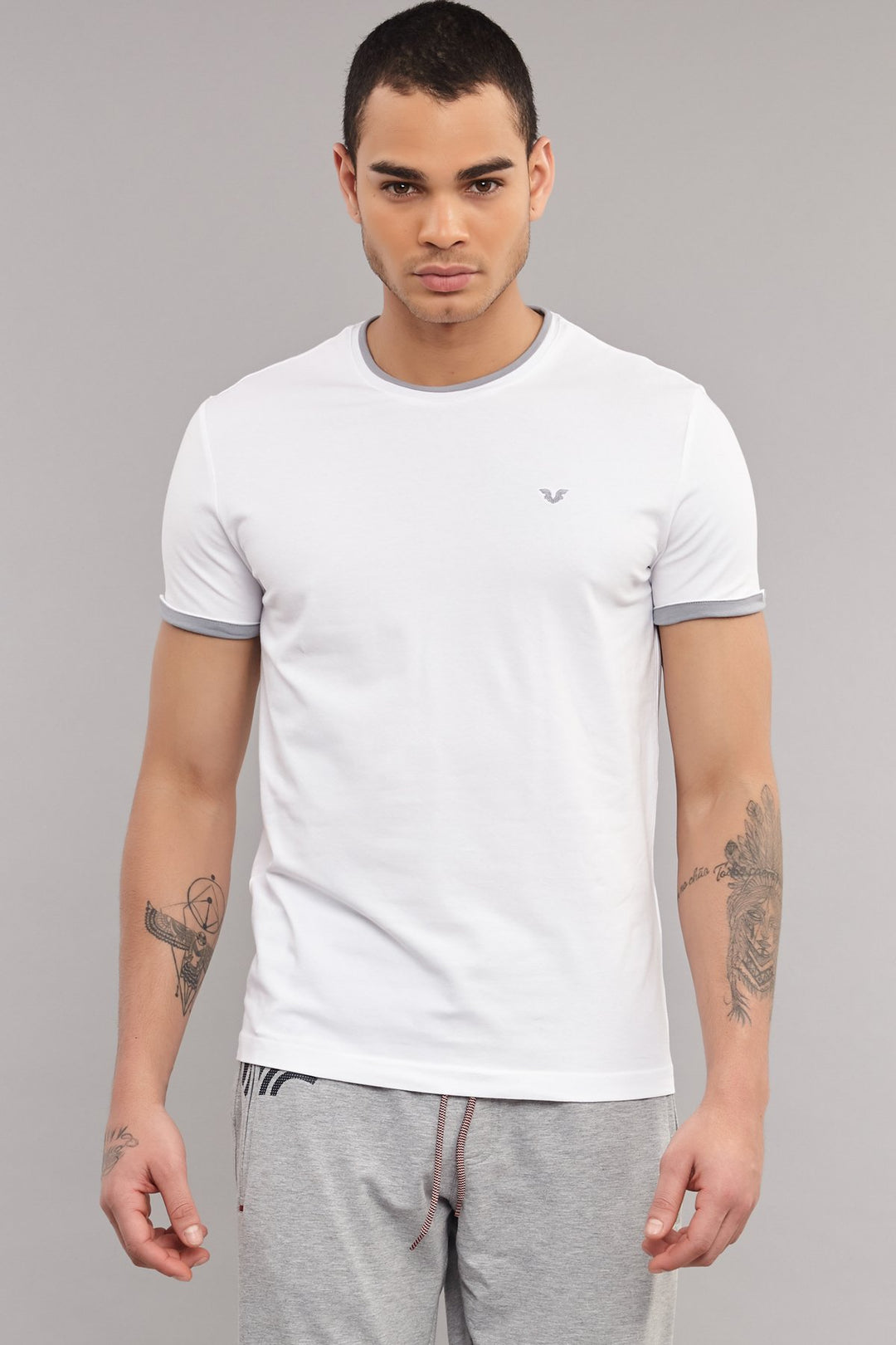 Herren Gestricktes Baumwoll-Rundhals Sport T-Shirt