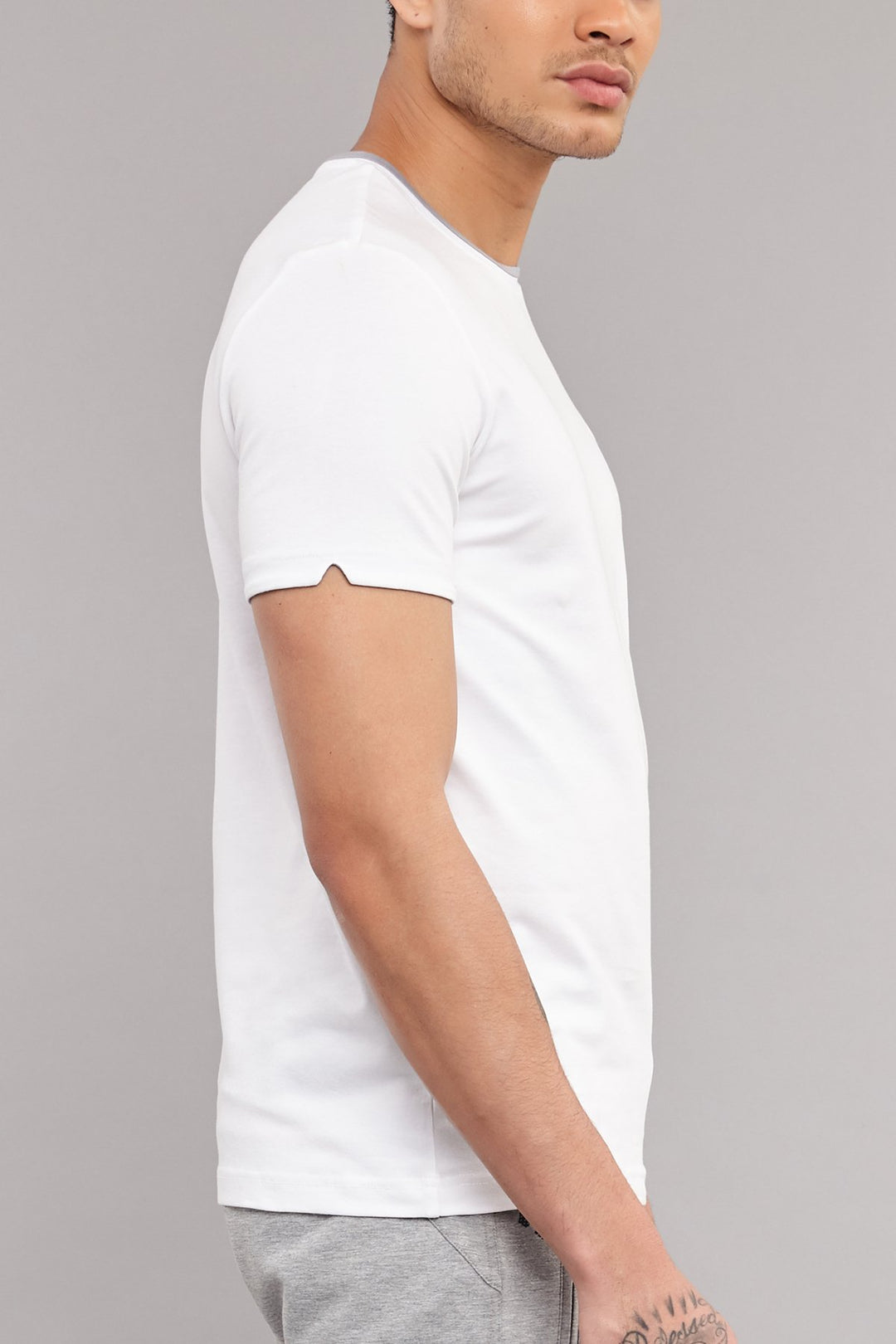 Herren Gestricktes Baumwoll-Rundhals Sport T-Shirt