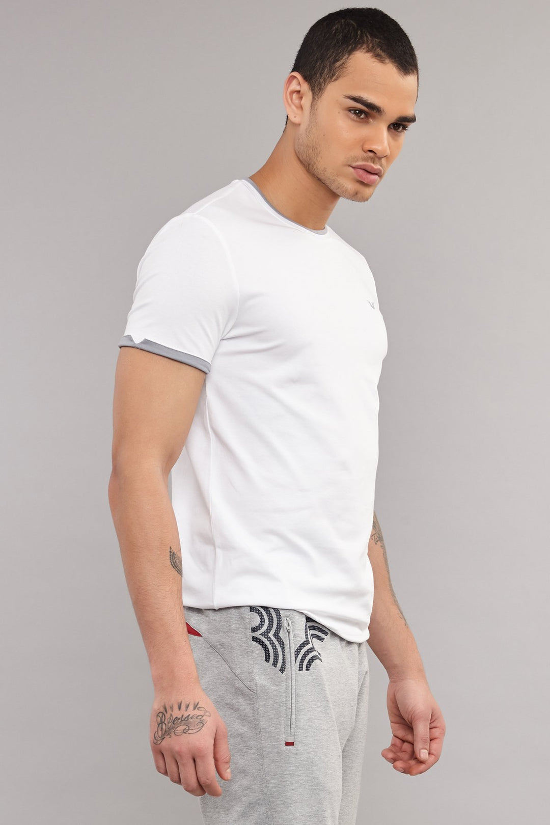 Herren Gestricktes Baumwoll-Rundhals Sport T-Shirt