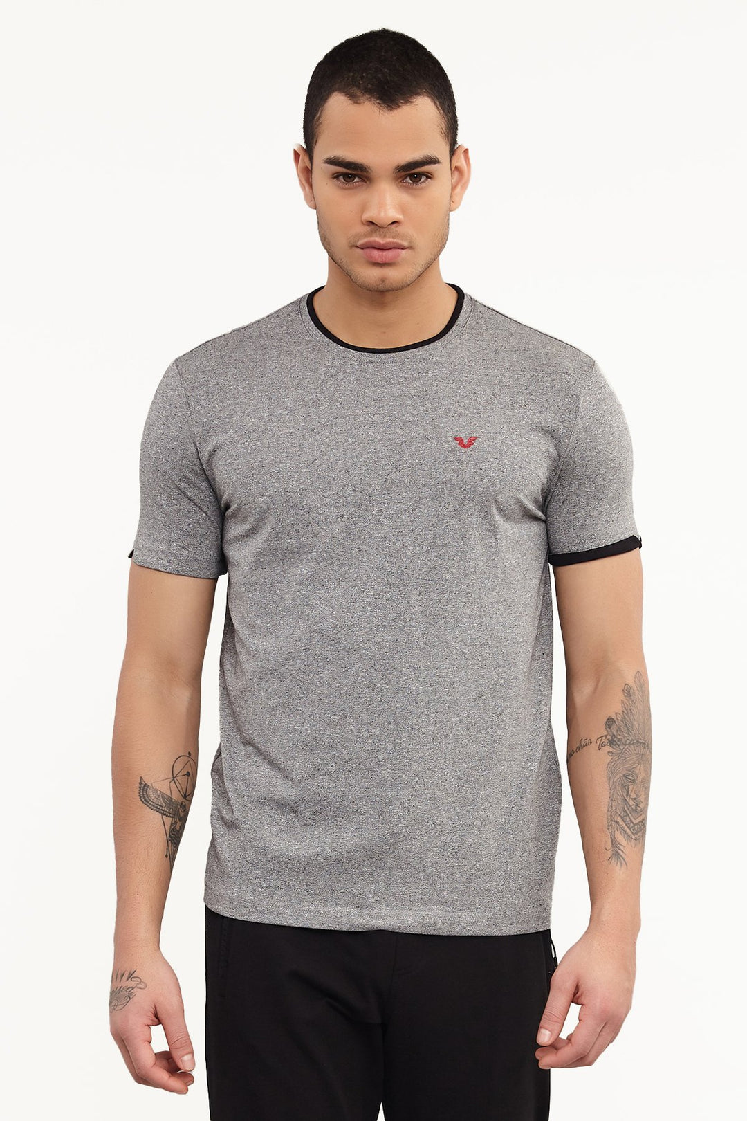 Herren Gestricktes Baumwoll-Rundhals Sport T-Shirt