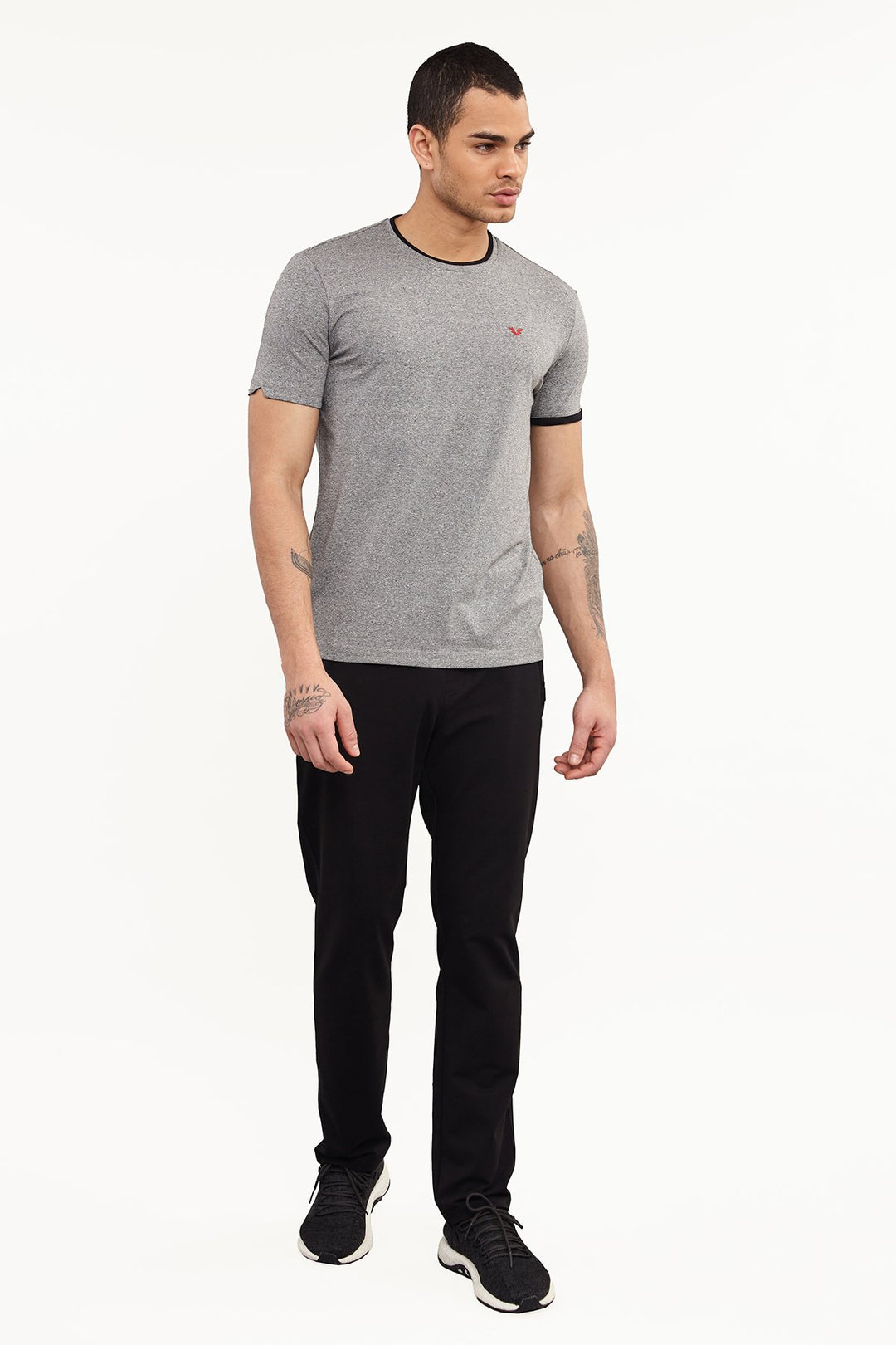 Herren Gestricktes Baumwoll-Rundhals Sport T-Shirt