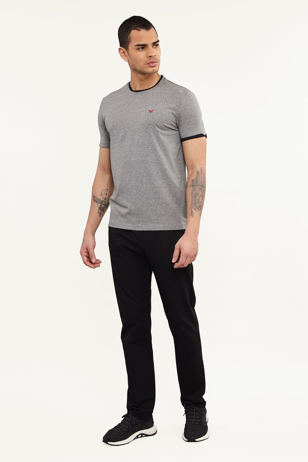 Herren Gestricktes Baumwoll-Rundhals Sport T-Shirt