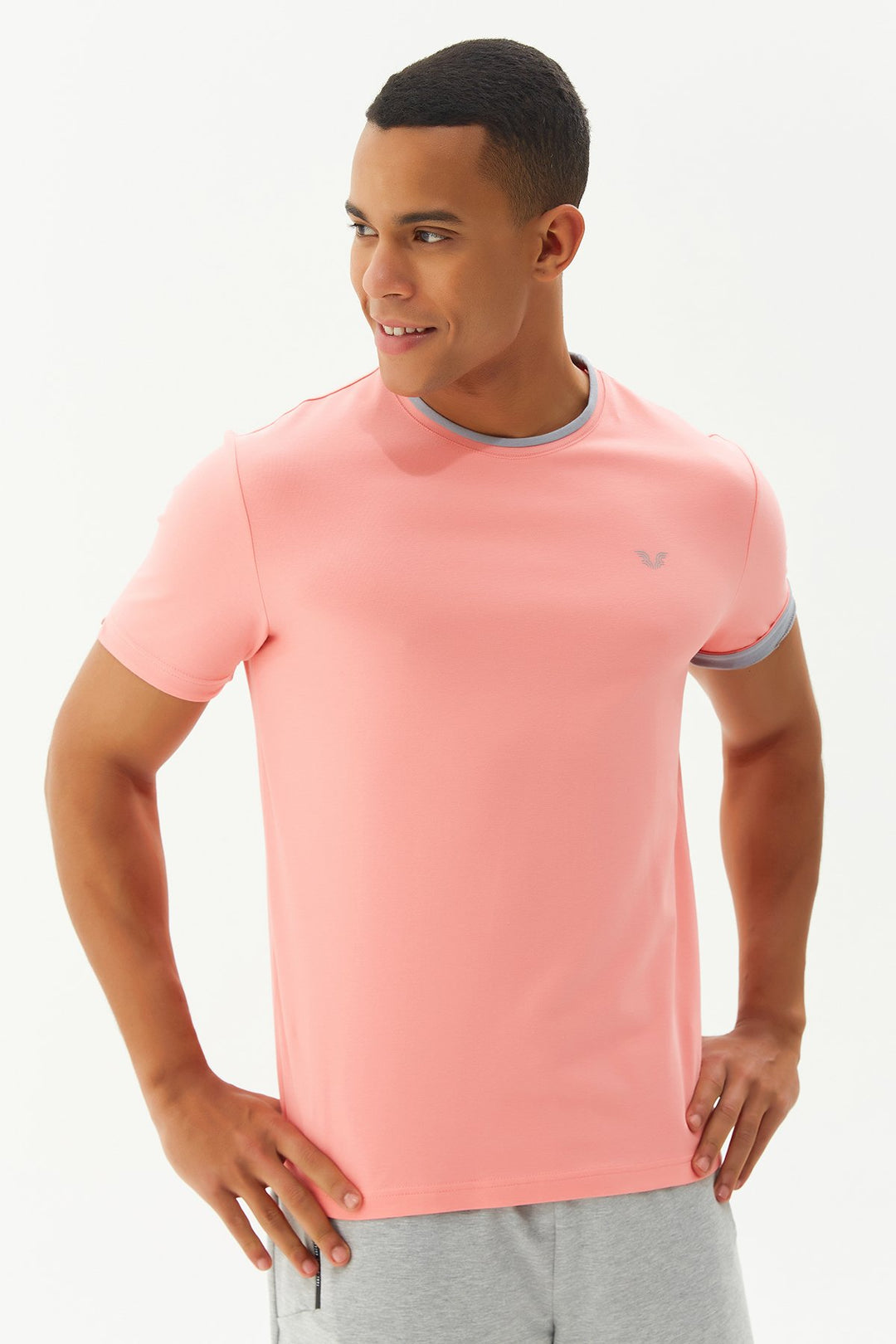 Herren Gestricktes Baumwoll-Rundhals Sport T-Shirt