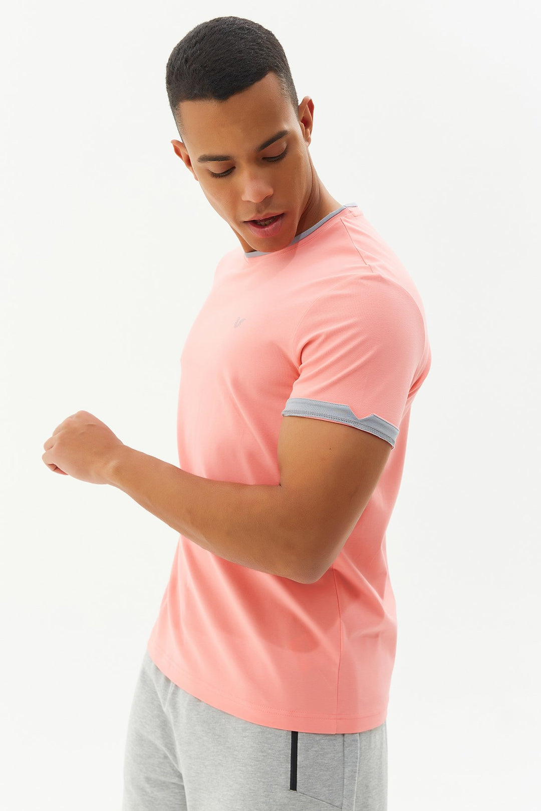 Herren Gestricktes Baumwoll-Rundhals Sport T-Shirt