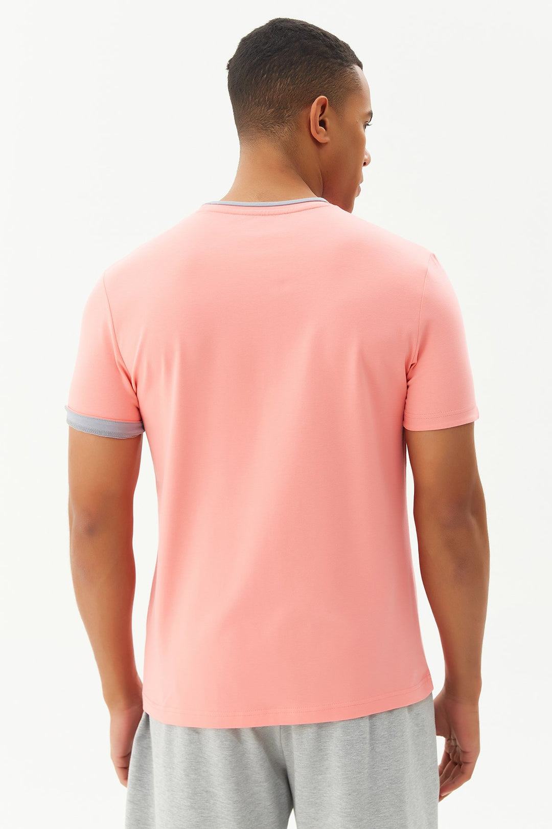 Herren Gestricktes Baumwoll-Rundhals Sport T-Shirt