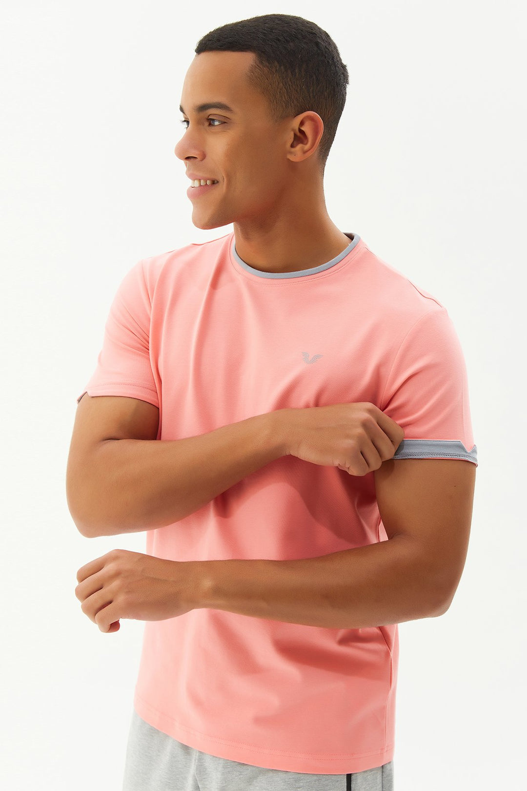 Herren Gestricktes Baumwoll-Rundhals Sport T-Shirt