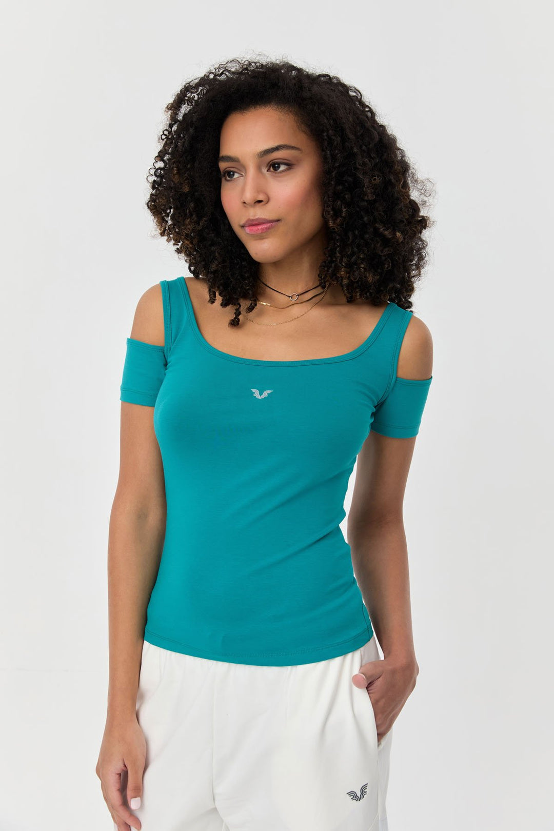 Damen-Sport-T-Shirt aus Baumwoll-Lycra