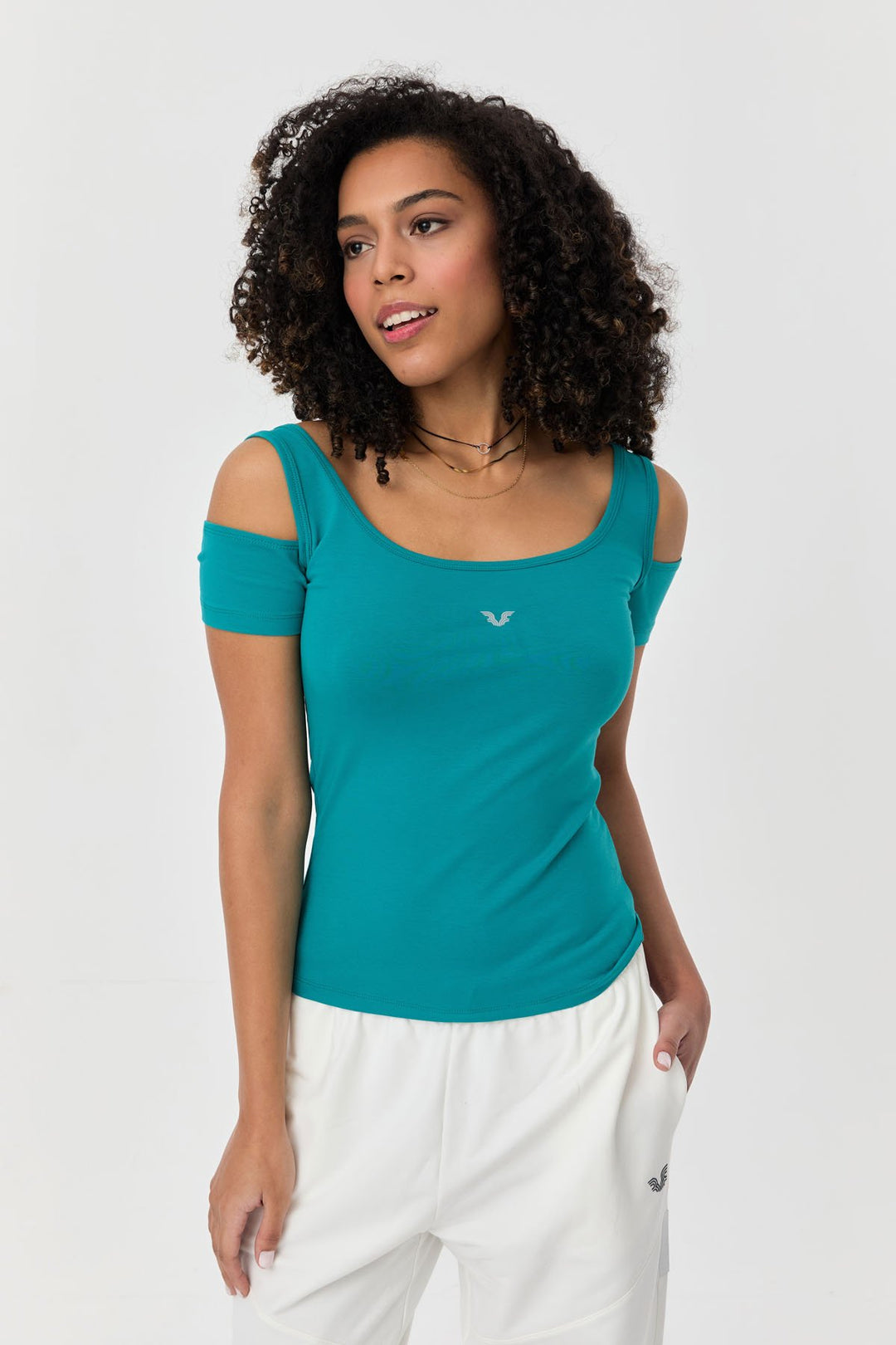 Damen-Sport-T-Shirt aus Baumwoll-Lycra