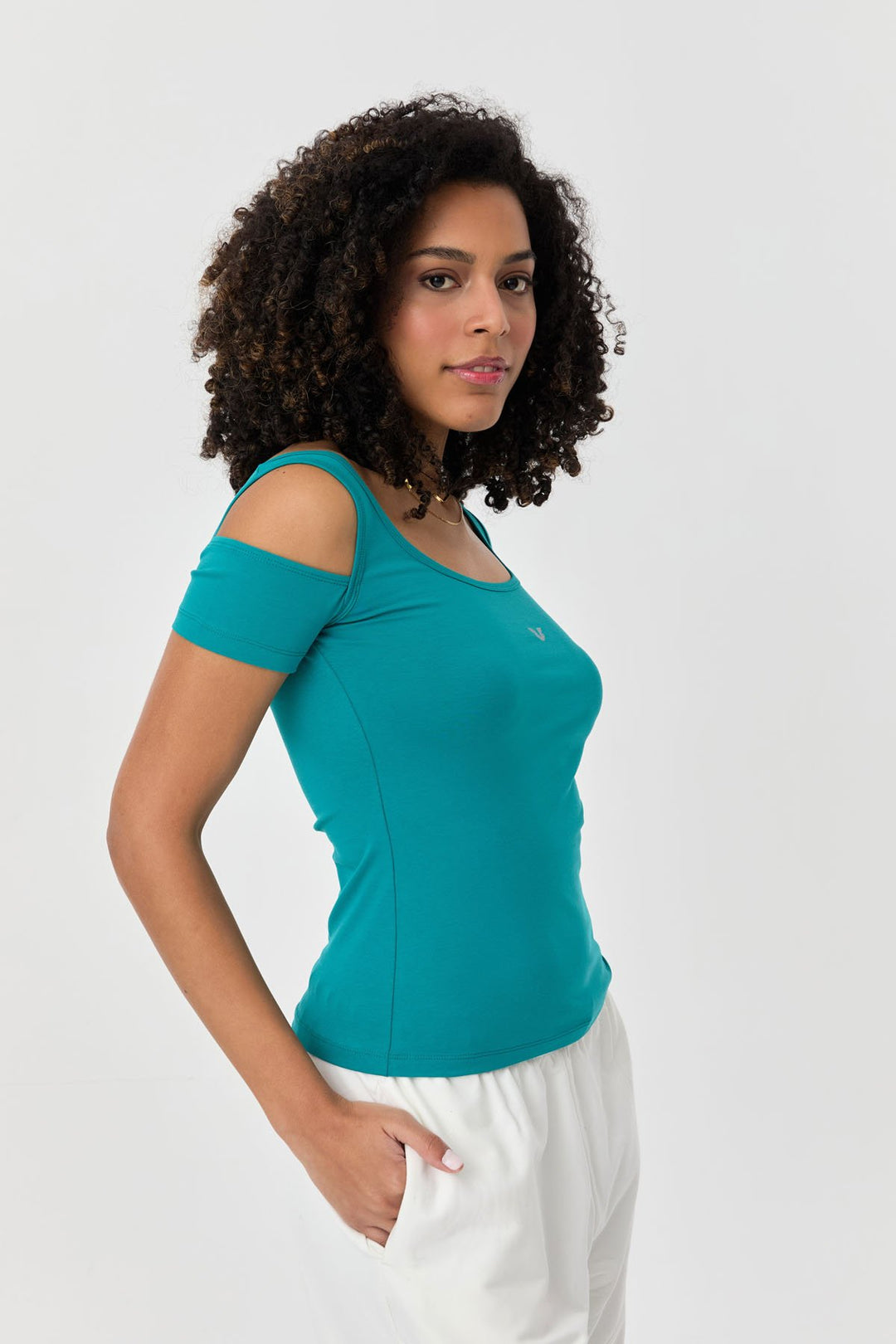 Damen-Sport-T-Shirt aus Baumwoll-Lycra