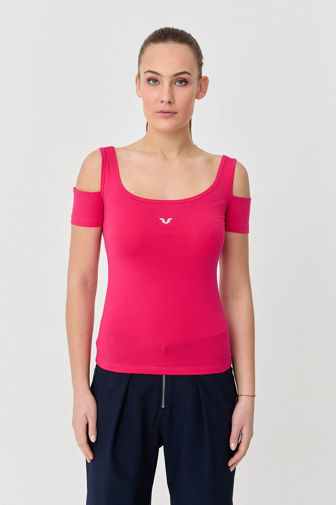 Damen-Sport-T-Shirt aus Baumwoll-Lycra
