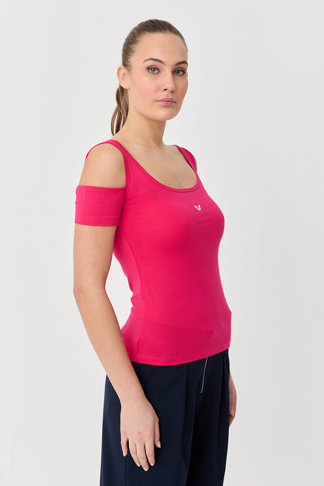 Damen-Sport-T-Shirt aus Baumwoll-Lycra