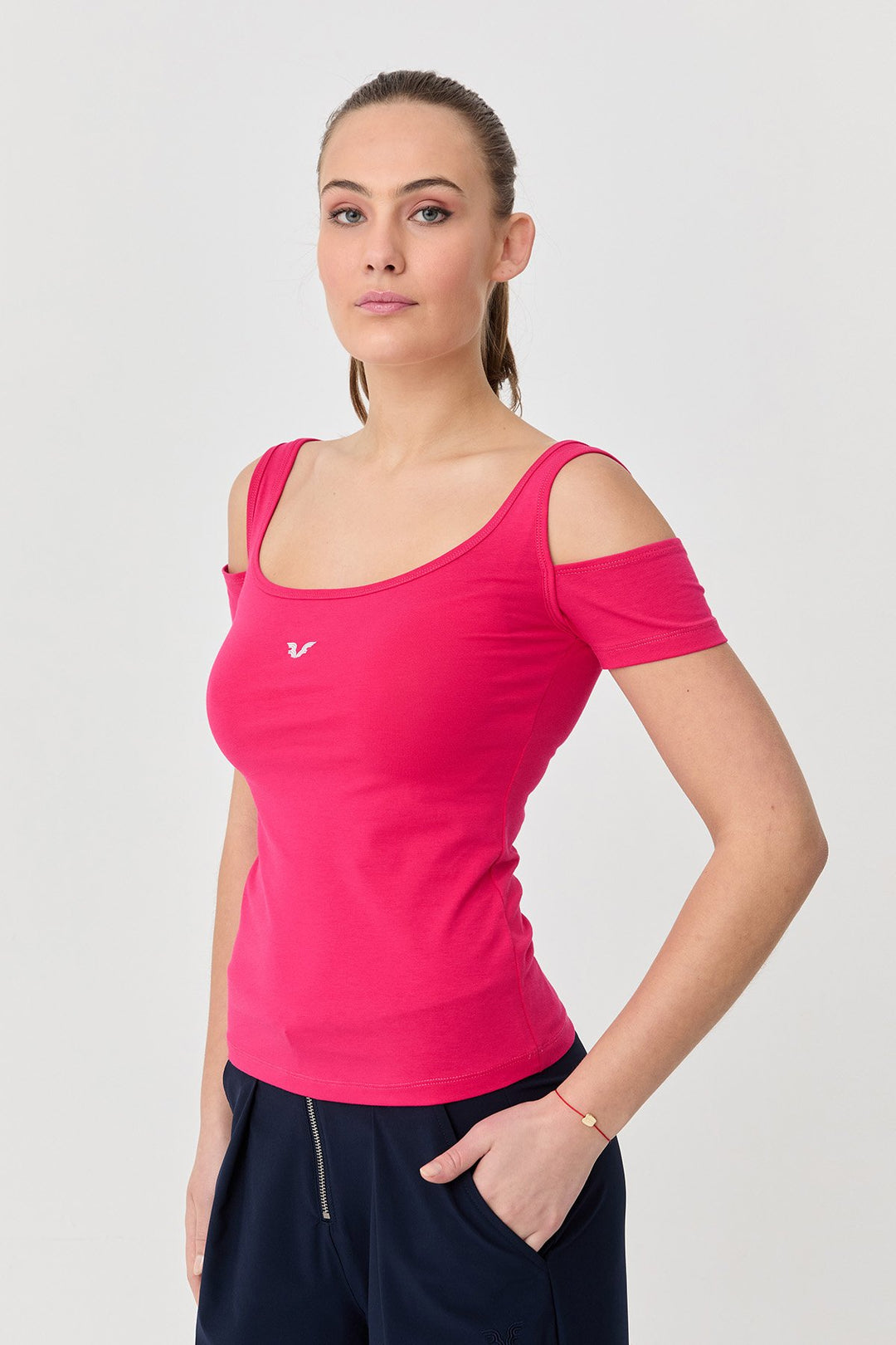 Damen-Sport-T-Shirt aus Baumwoll-Lycra