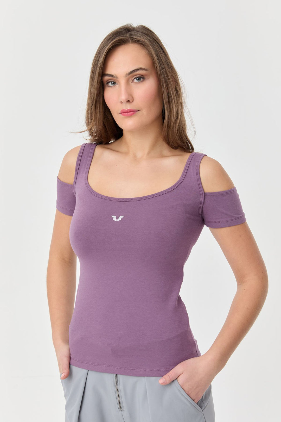 Damen-Sport-T-Shirt aus Baumwoll-Lycra
