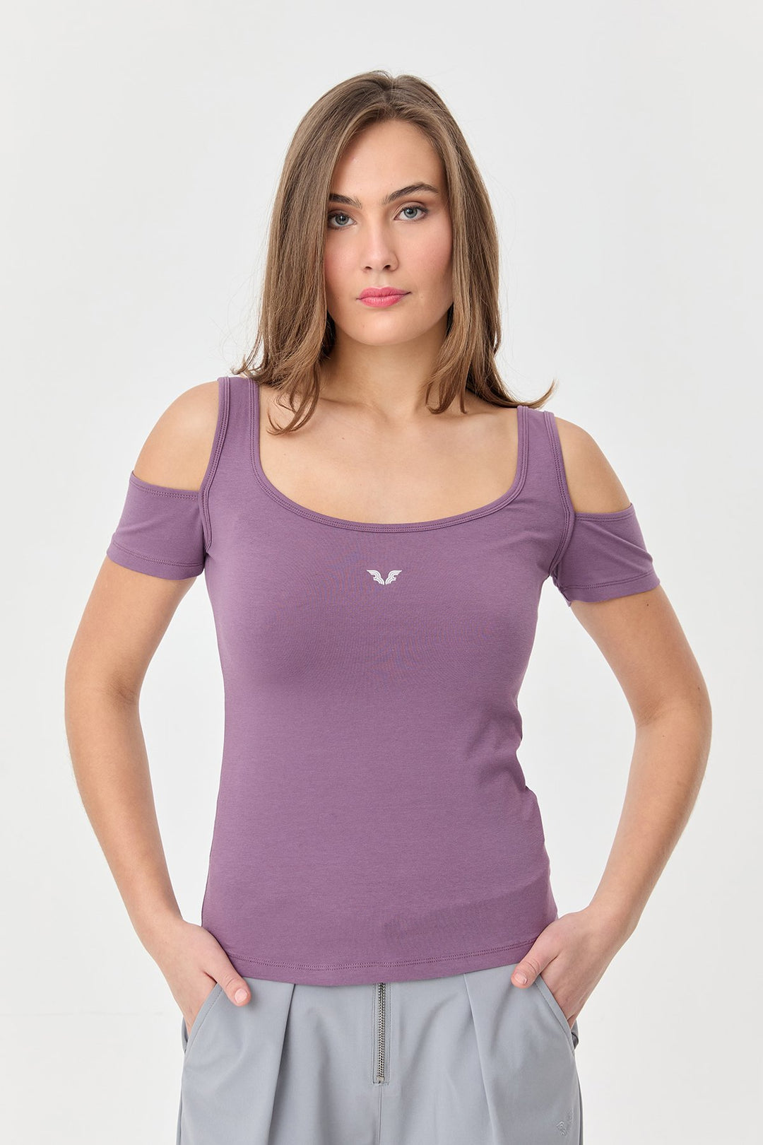 Damen-Sport-T-Shirt aus Baumwoll-Lycra